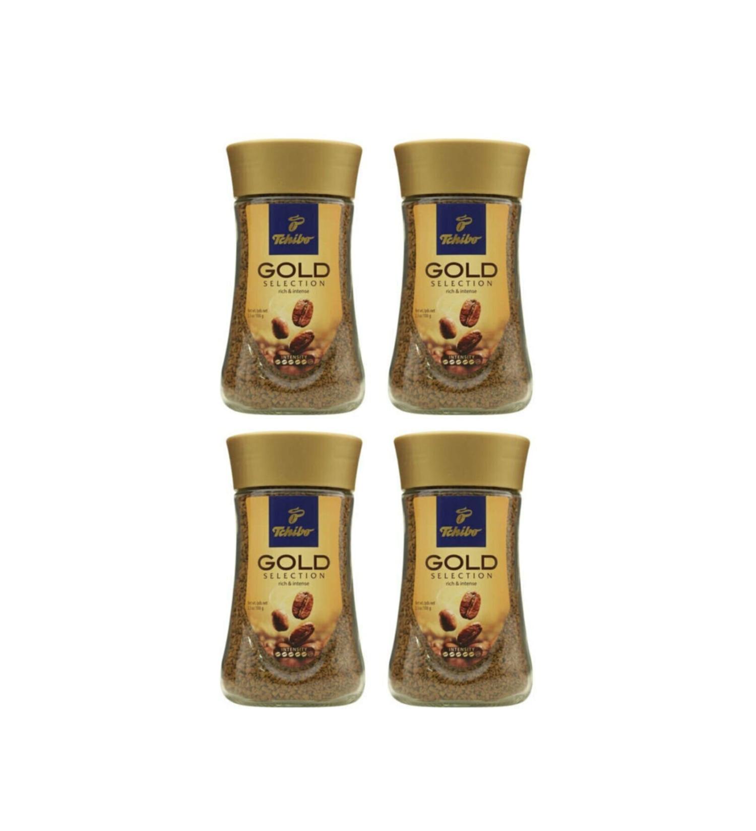 Tchibo Gold Selection Granulated Coffee Glass Jar 100 Gr Set of 4