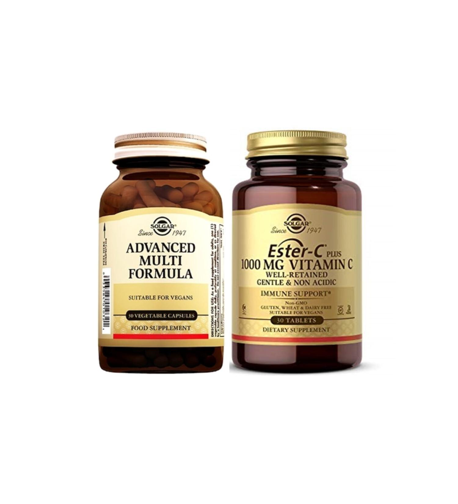 Solgar Advanced Multi (antioxidant) Formula 30 Capsule + Ester-c Plus 1000 Mg 30 Tablets