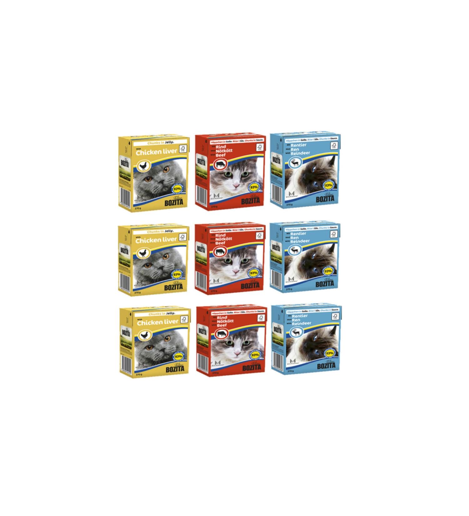 Bozita 3 Types Wet Cat Food 370 Gr 9 Pieces