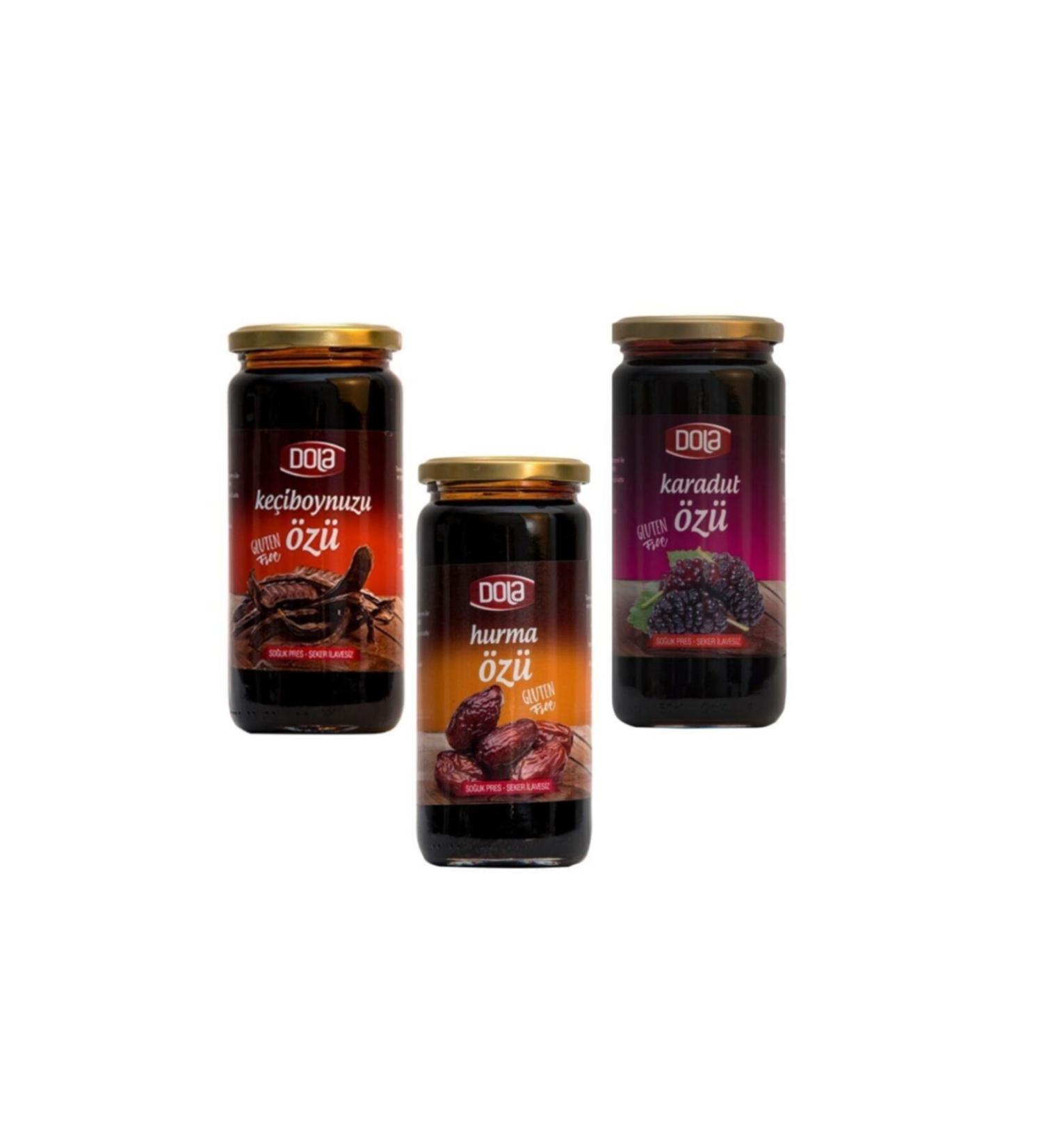 Dola Essence Set 3 Pieces Carob Essence Date Essence Black Mulberry Essence 640 G 3 Pieces Gluten Free