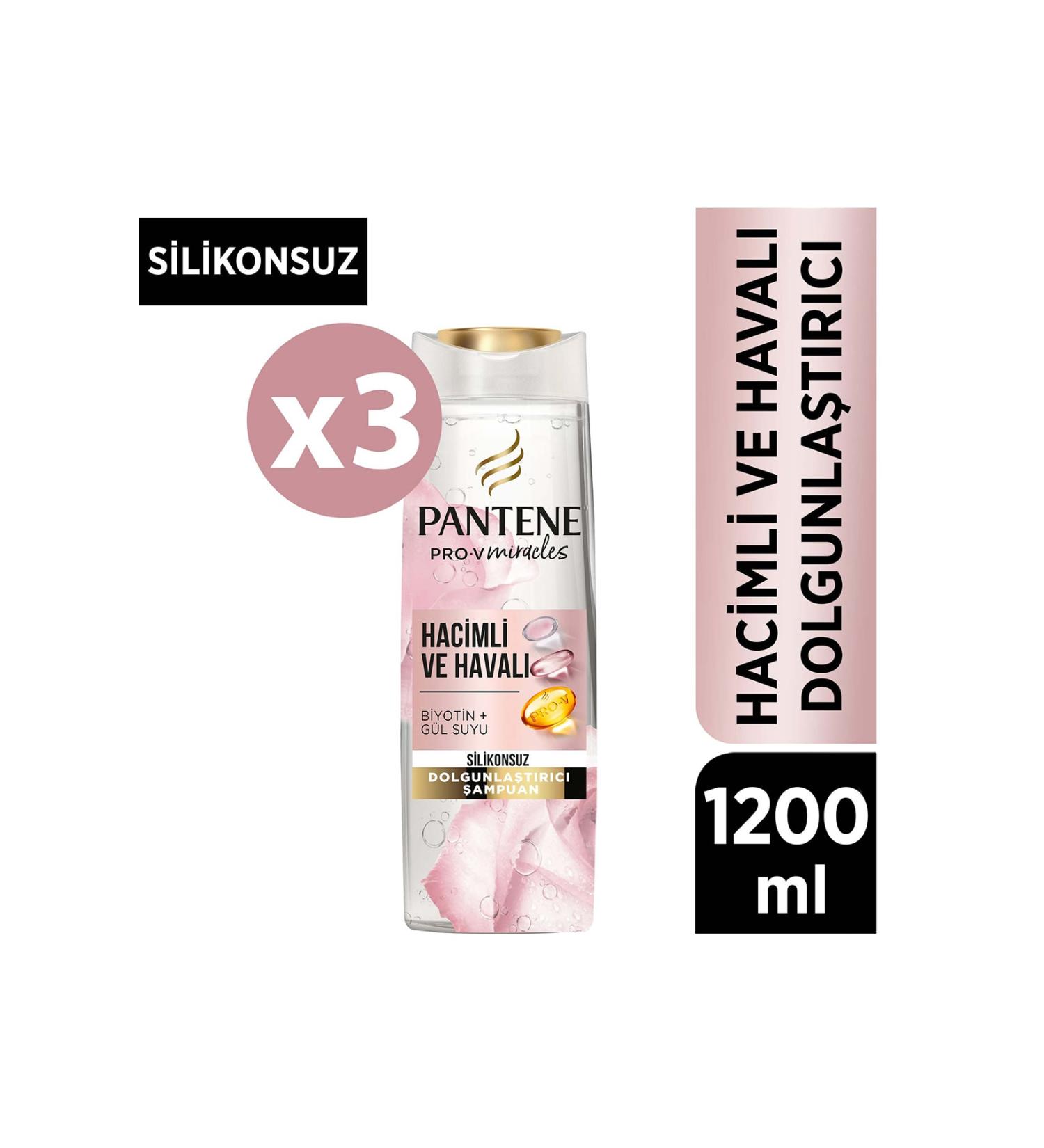 Pantene Silicone-Free Volumizing Shampoo Biotin and Rose Water 1200ml (400ML X 3) - Buy Online on GoSupps.com