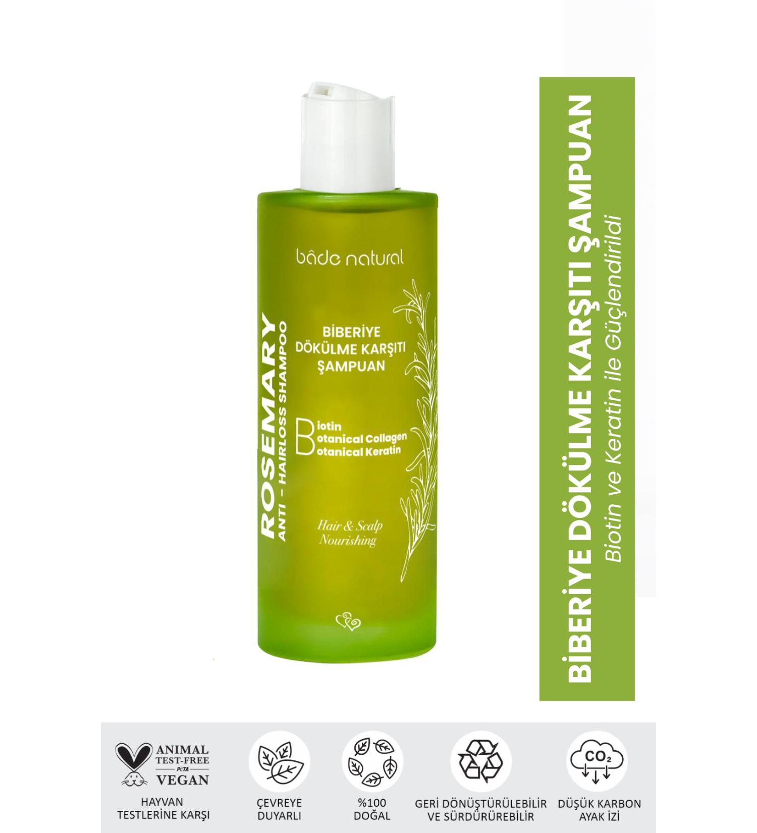 Bade Natural Rosemary Shampoo Anti-Hair Loss Biotin Keratin and Collagen Complex 200 ml - Buy Online on GoSupps.com
