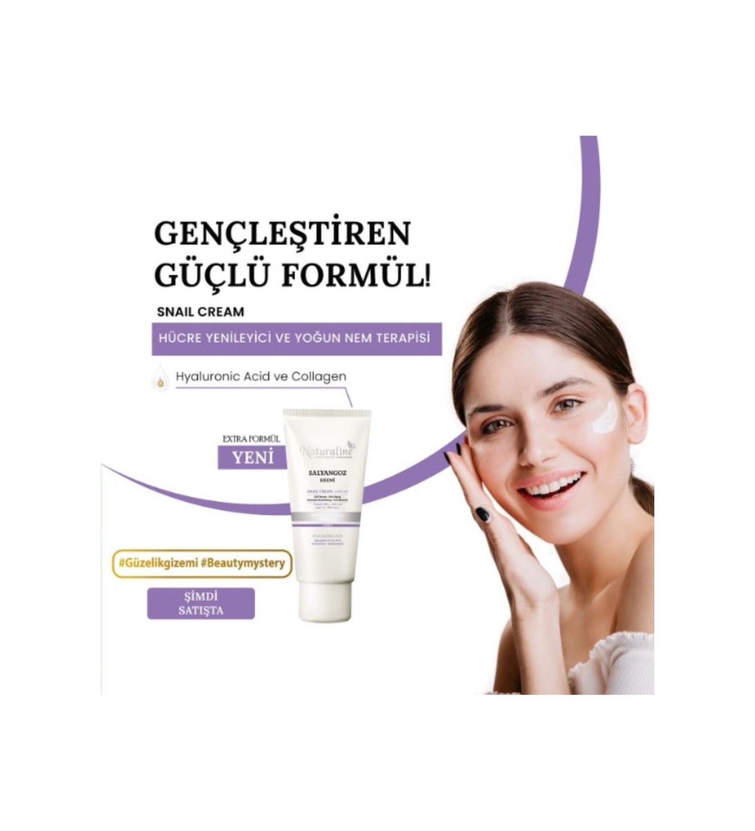 Naturaline Snail Cream - Hyaluronic acid Collagen Type I & Type III Panthenol and Niacinamide - Buy Online on GoSupps.com