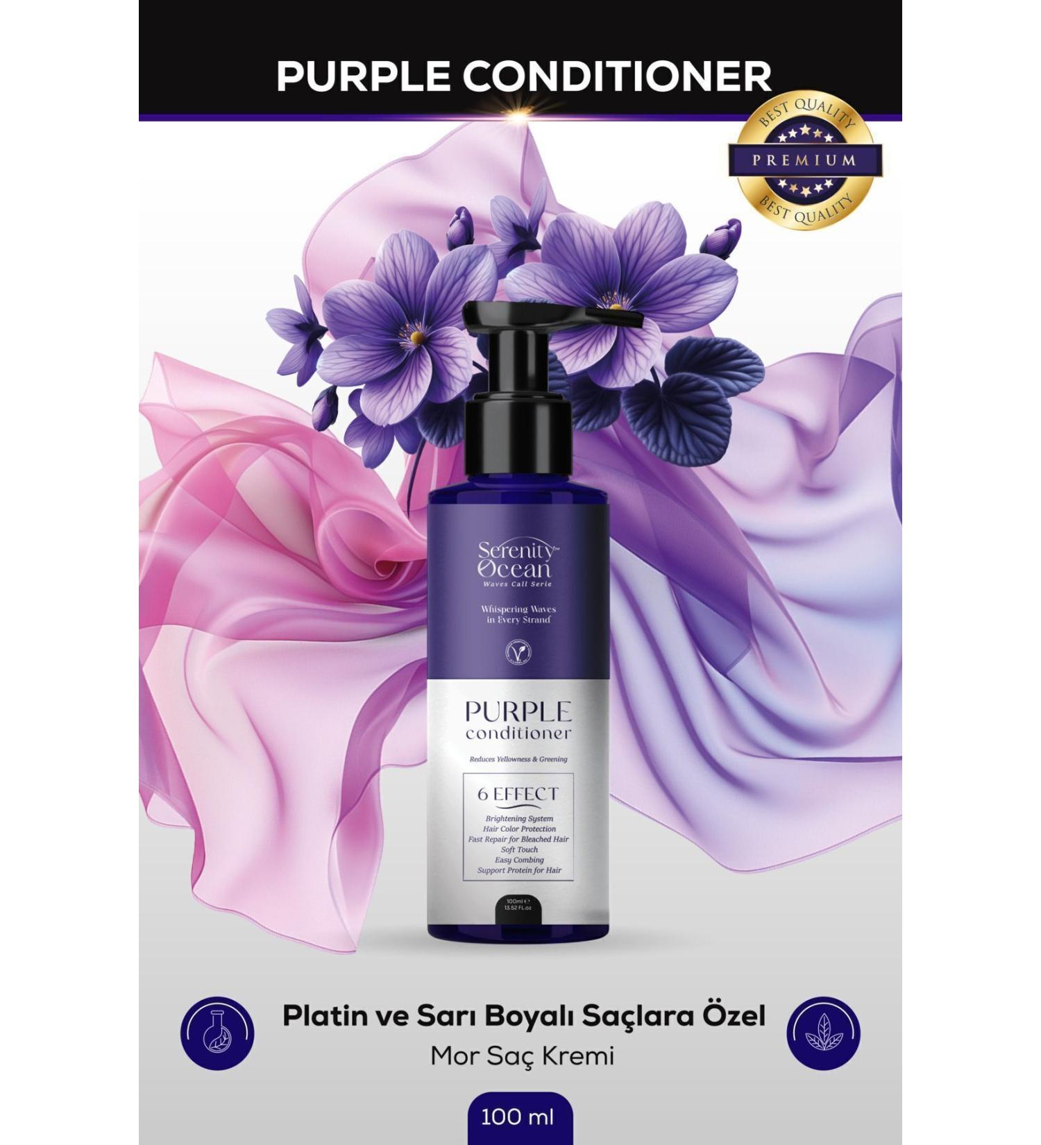 Serenity Ocean Purple Conditioner Vegan Formula Purple Conditioner for Blonde Silver Copper Platinum Hair 100ml Travel Size - Buy Online on GoSupps.com
