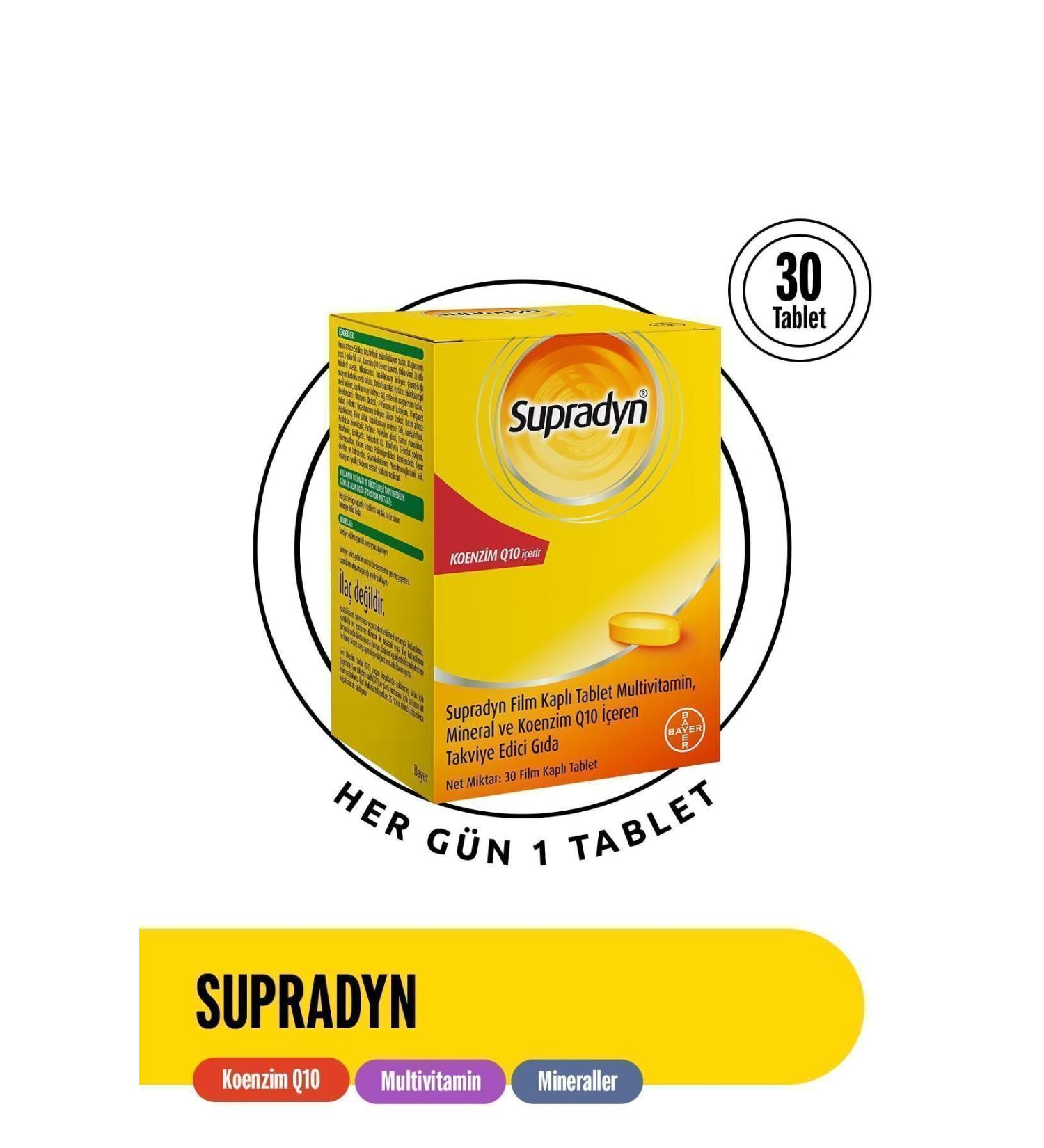 Supradyn 30 Film-Coated Tablets | Food Supplement Containing Coenzyme Q10 Multivitamins and Minerals - Buy Online on GoSupps.com