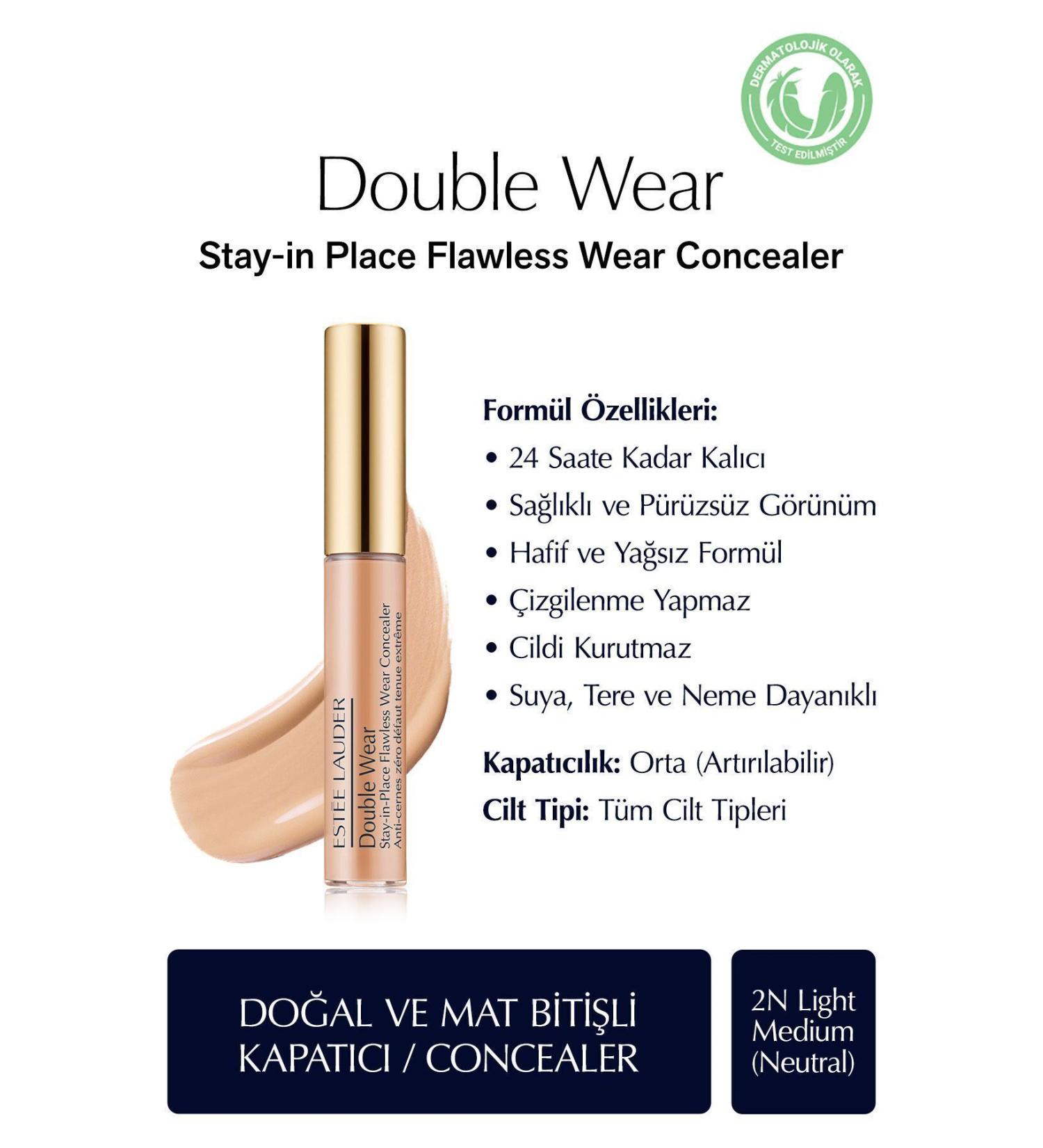 Estee Lauder Concealer - Double Wear Stay-in-Place Flawless Wear Concealer - Color: 2N Light Medium (Neutral) 7ml - Buy Online on GoSupps.com