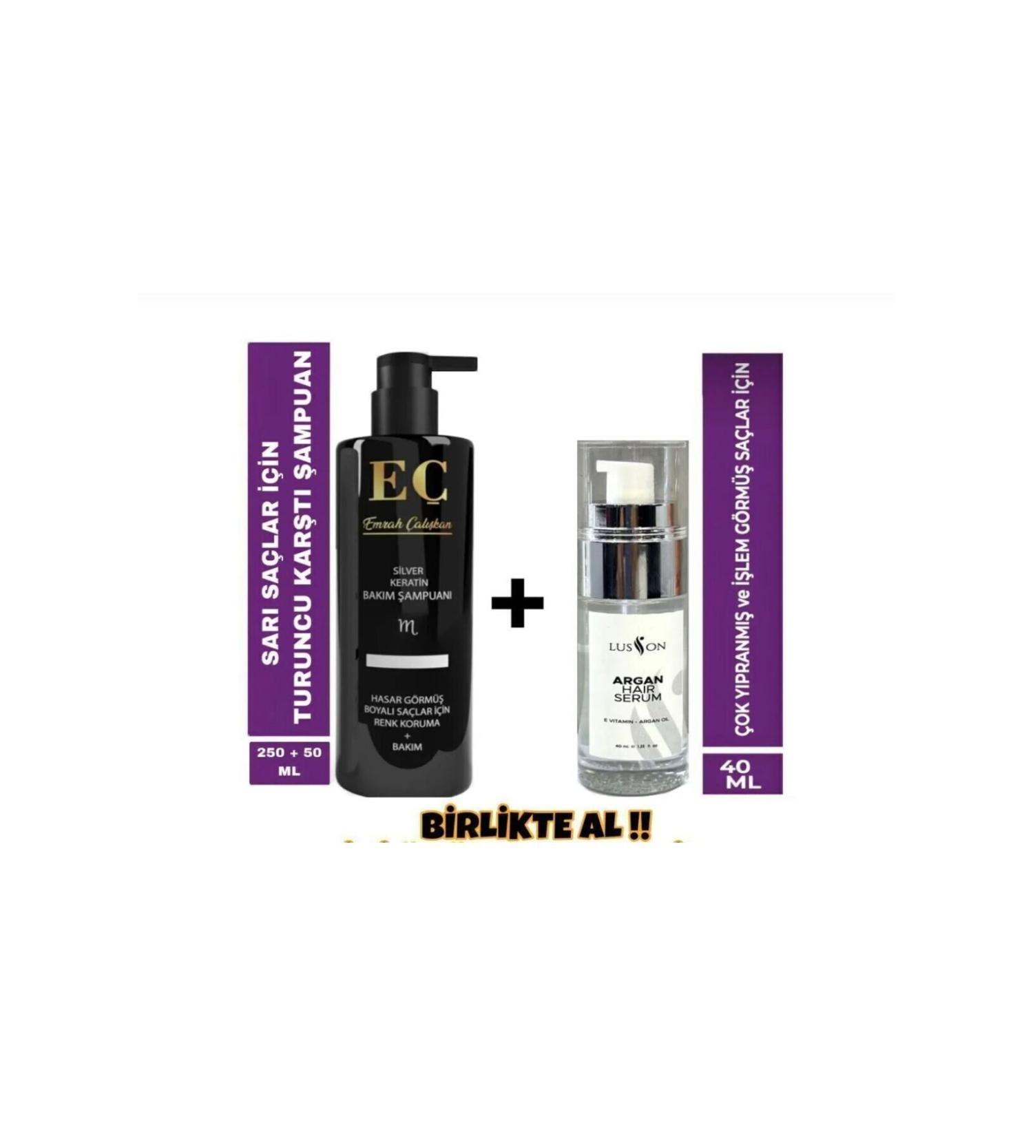 emrah al kan Keratin containing silver (purple) shampoo + Lusion repairing argan serum