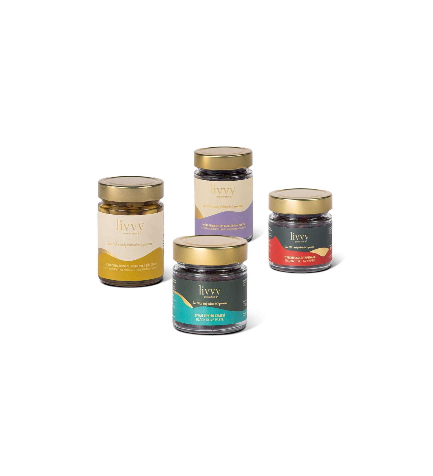Livvy Premium Foods DUE Livvy Set (Brine 250 g + Mediterranean 250 g + Olive Paste 200 g + Tapenade 200 g)