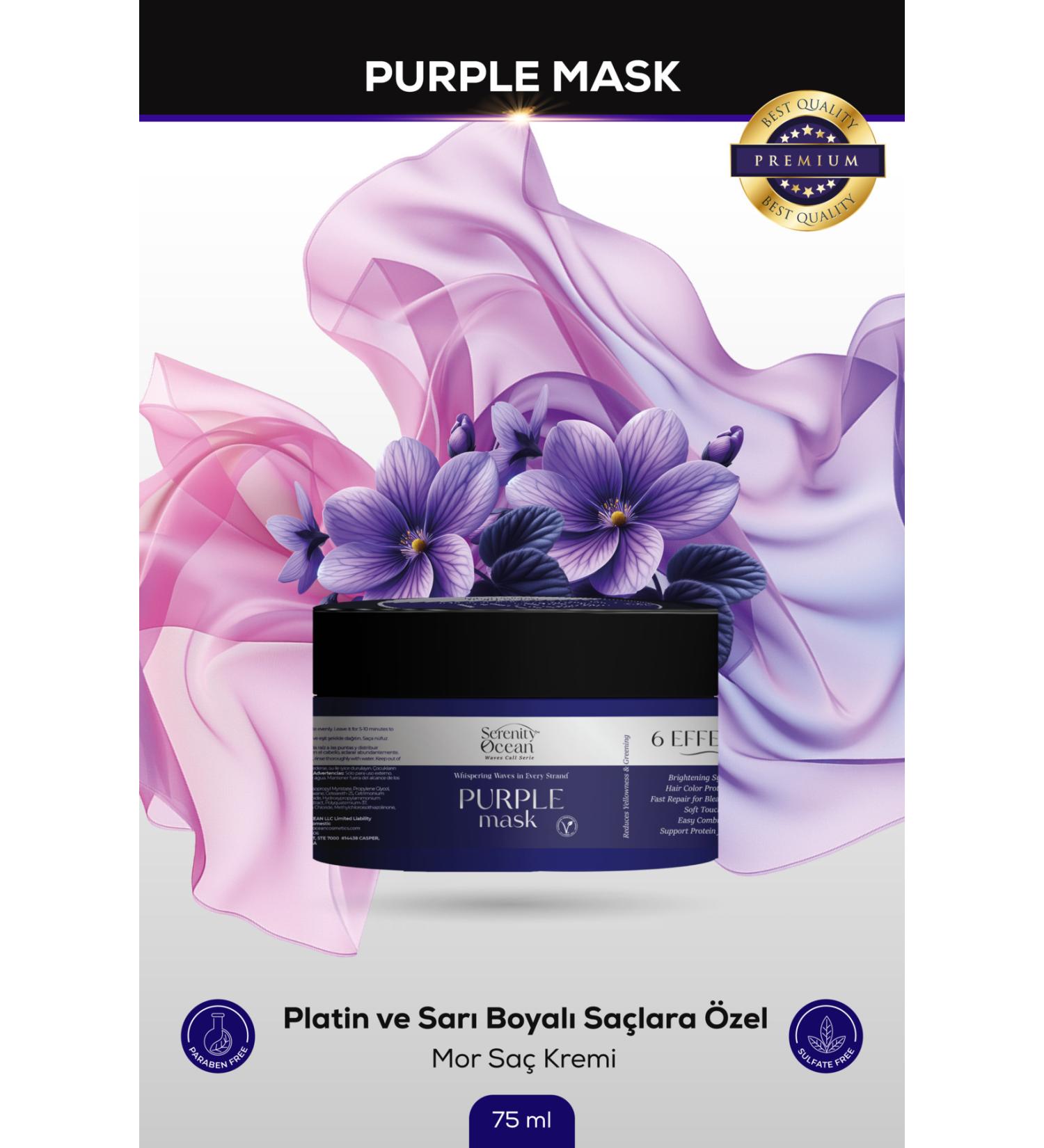 Serenity Ocean Purple Mask for Blonde Silver and Platinum Hair 75ml Vegan Color Protecting Anti-Orange - Buy Online on GoSupps.com