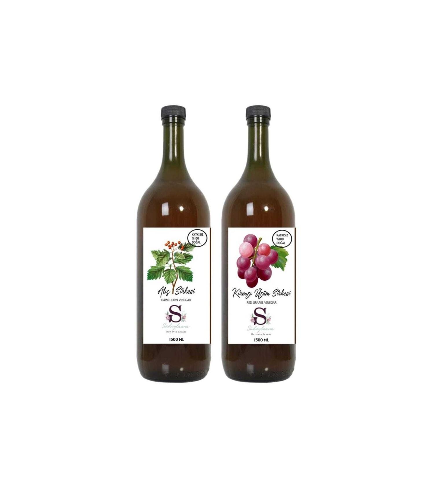 Suheylaana Natural Hawthorn Vinegar 1500 ml and Natural Red Grape Vinegar 1500 ml