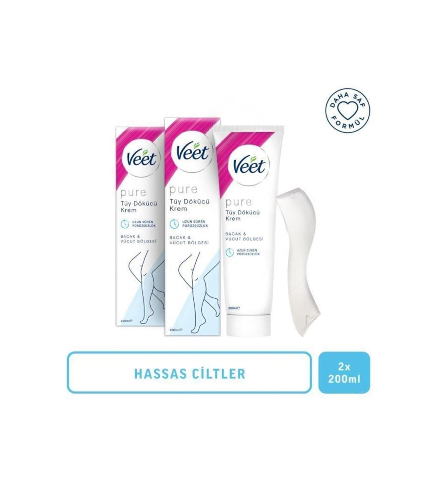 Veet Pure Hair Removal Cream for Sensitive Skin 200 ml x 2 Pieces Ammonia-Free Fresh Fragrance Purer Formula - Buy Online on GoSupps.com