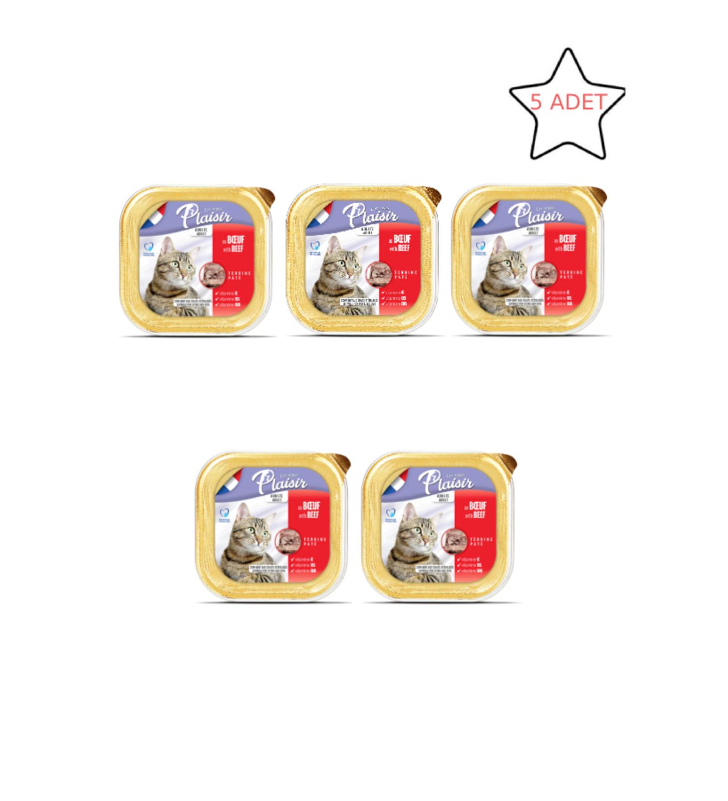 YOUR PETSHOP Plaisir Cat Wet Food Adult Neutered Pate Steak 5-Piece (5x100 gr)