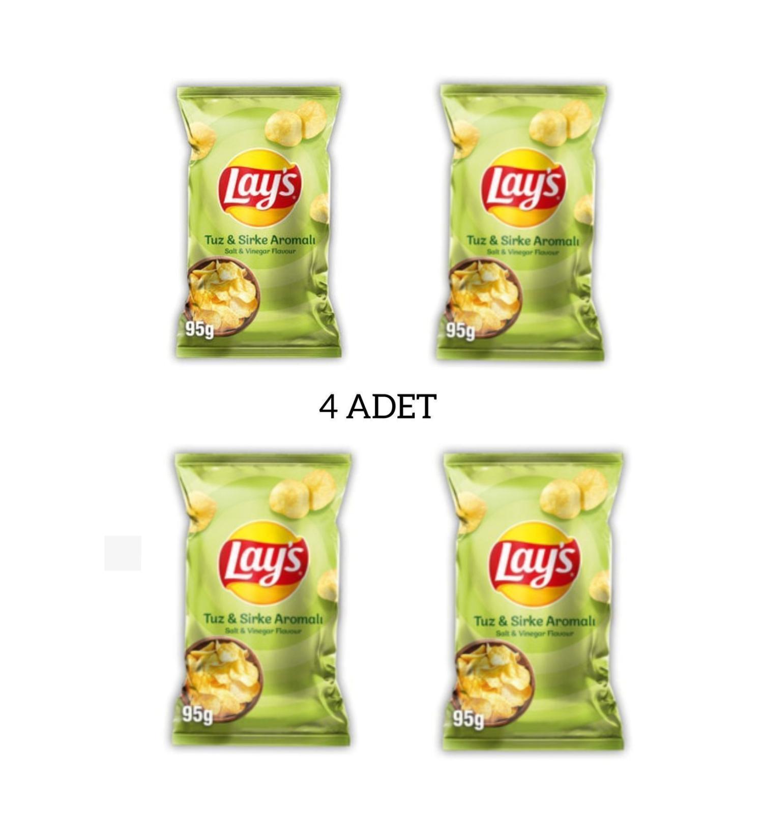 PepsiCo Lay's Salt and Vinegar Flavored Chips 95 GR x 4 Pieces Lays Vinegar Chips Lays Vinegar Flavored Chips
