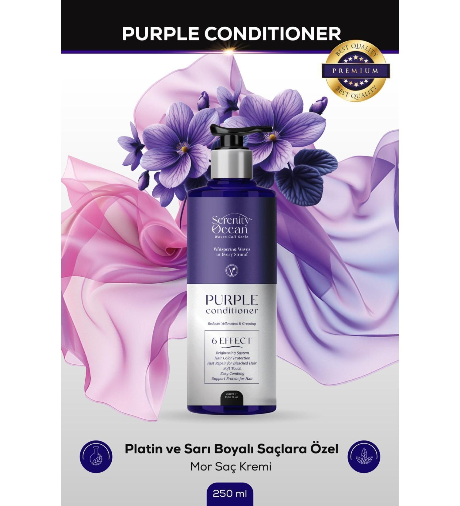 Serenity Ocean Purple Conditioner Vegan Formula Purple Conditioner for Blonde Silver Copper Platinum Hair 250ml - Buy Online on GoSupps.com