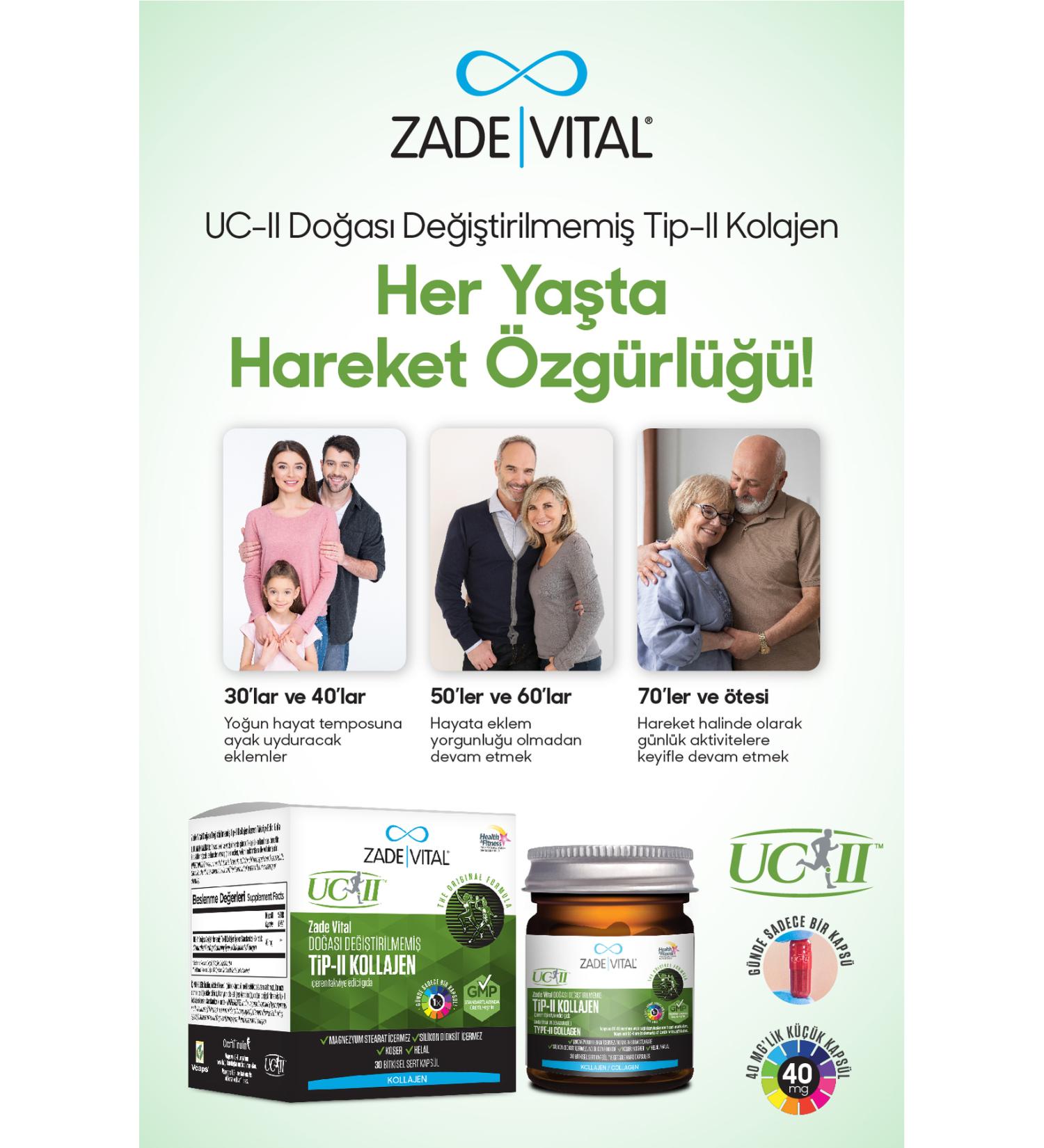 Zade Vital Type 2 Collagen Food Supplement 30 Herbal Hard Capsules - Buy Online on GoSupps.com