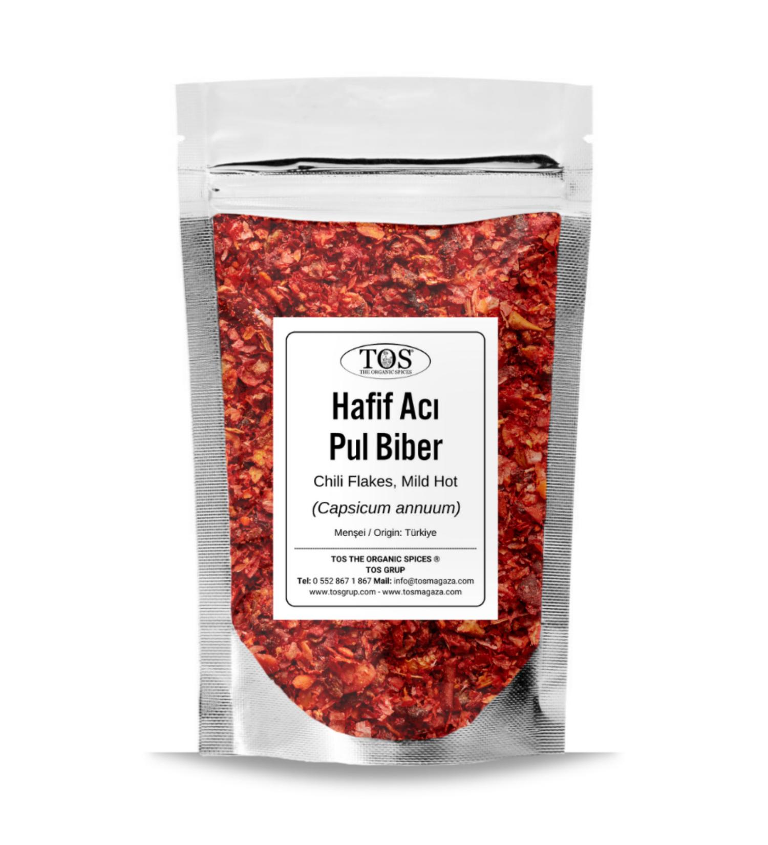 TOS The Organic Spices Mild Chili Flakes 500 gr (1ST QUALITY) Capsicum Annuum / Mild Chili Flakes