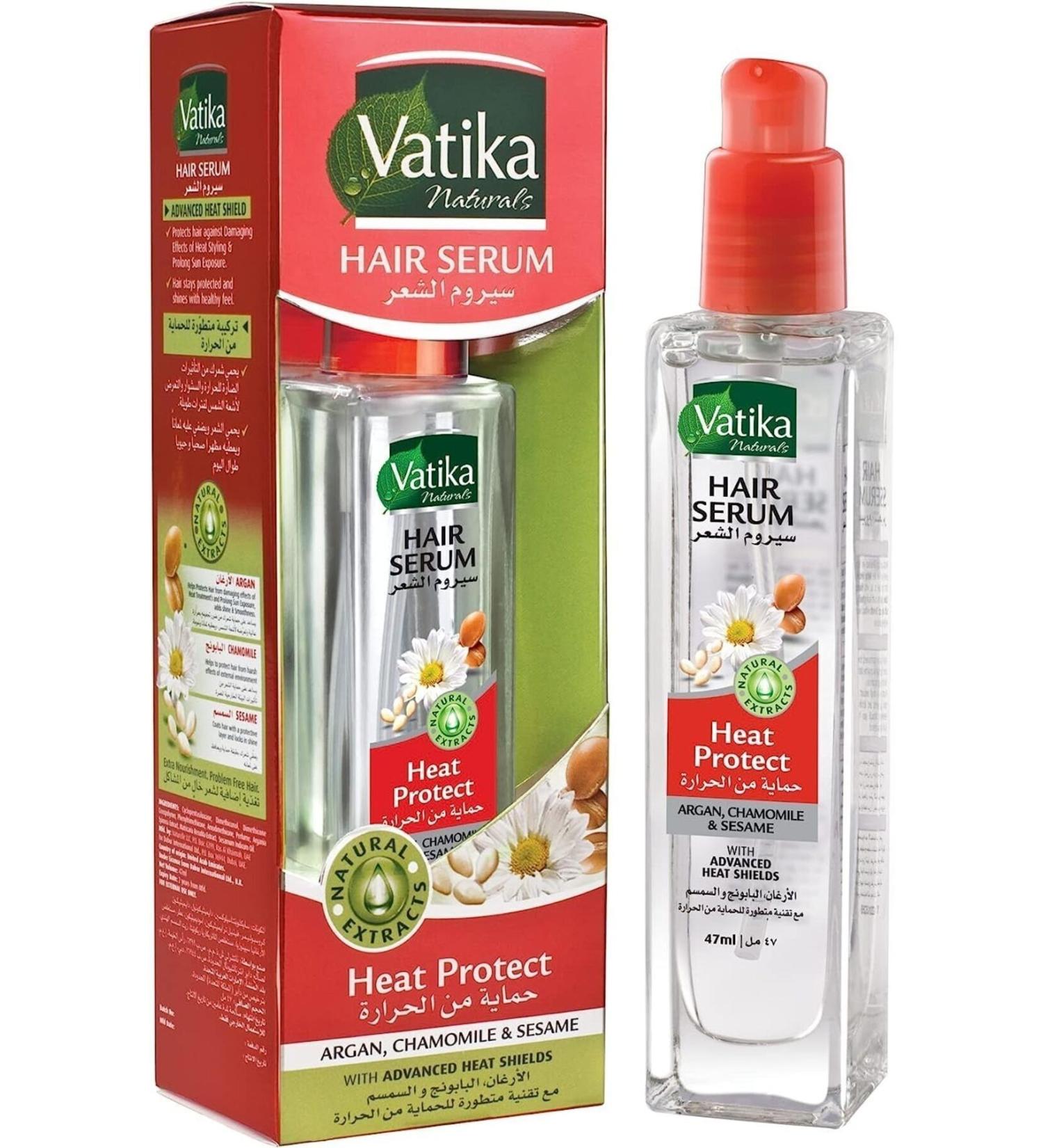 Vatika Naturals Heat Protection Hair Serum | Argan Chamomile & Sesame | Advanced Heat Shield - 47 ml - Buy Online on GoSupps.com