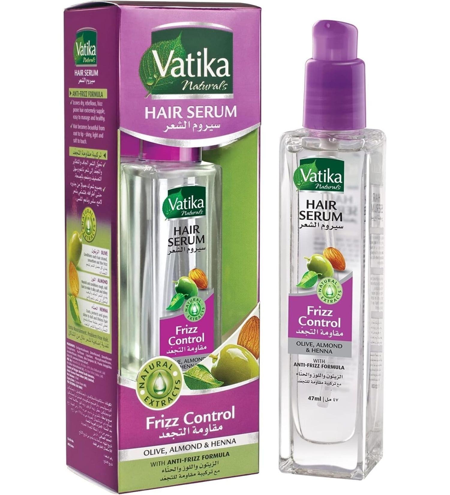 Vatika Naturals Frizz Control - Anti-Frizz Hair Serum | Olive Almond & Henna | 47 ml - Buy Online on GoSupps.com