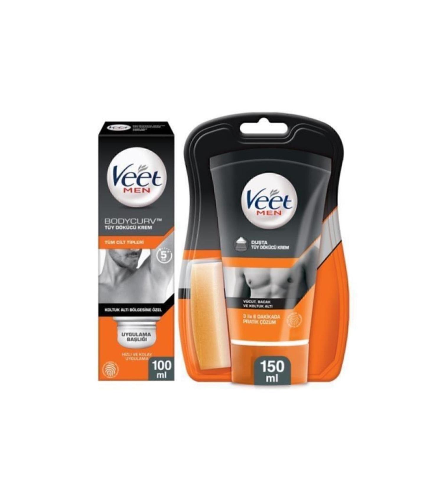 Veet Men Special In-Shower Hair Removal Cream 150ml + Underarm Special Hair Removal Cream 100ml - Buy Online on GoSupps.com