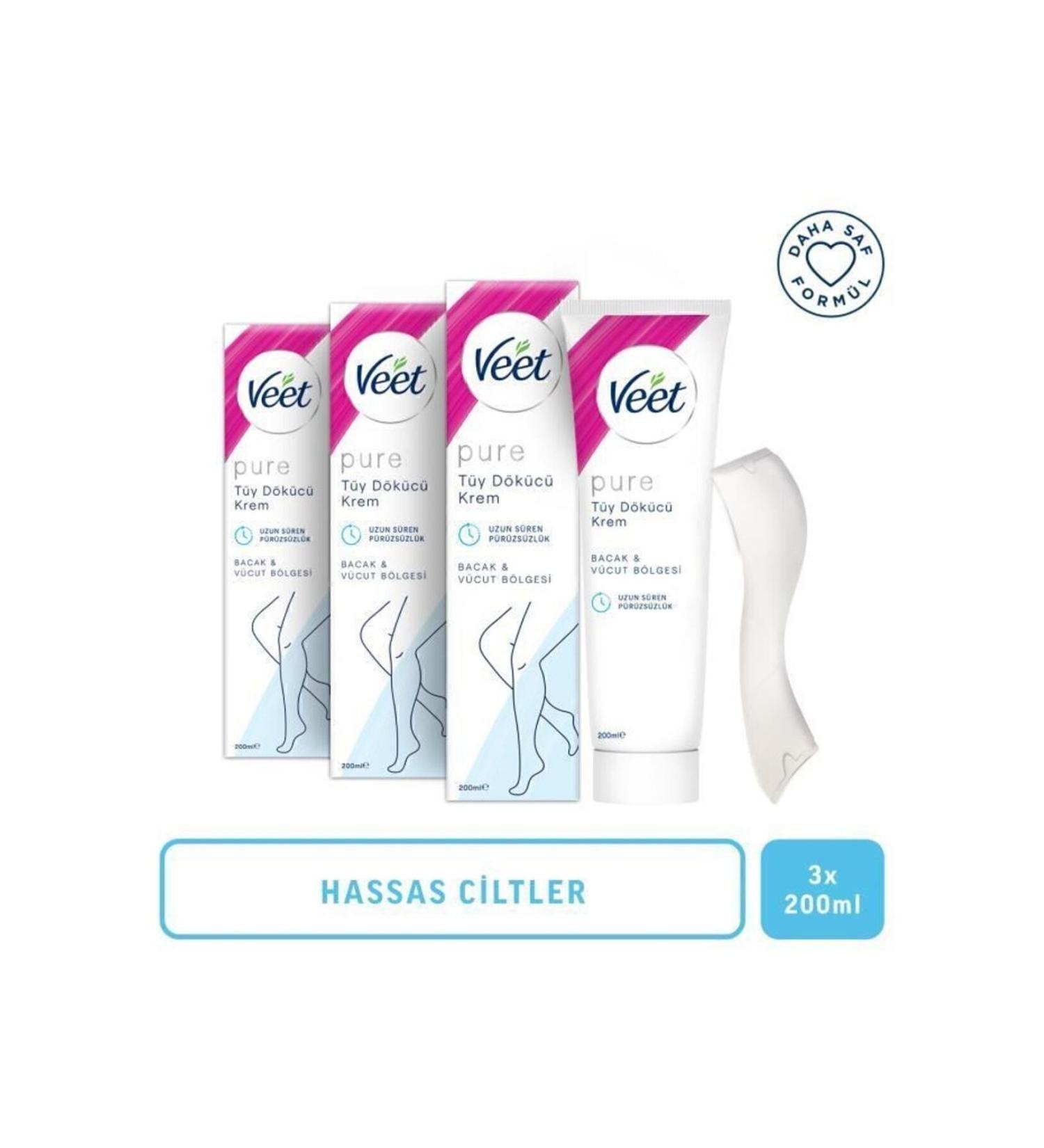 Veet Pure 200ml Hair Removal Cream Sensitive Skin X 3 - Buy Online on GoSupps.com