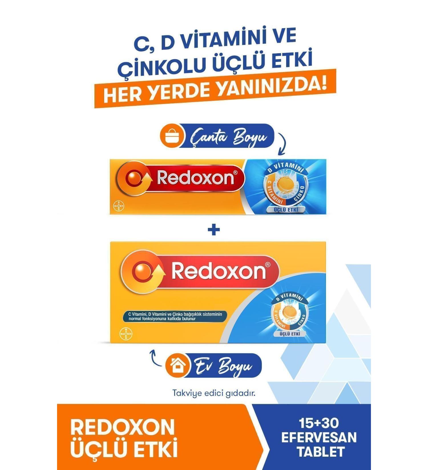 Redoxon Triple Effect 15 30 Effervescent Tablets I 1000 Mg Vitamin C Vitamin D and Zinc Containing Supplement - Buy Online on GoSupps.com