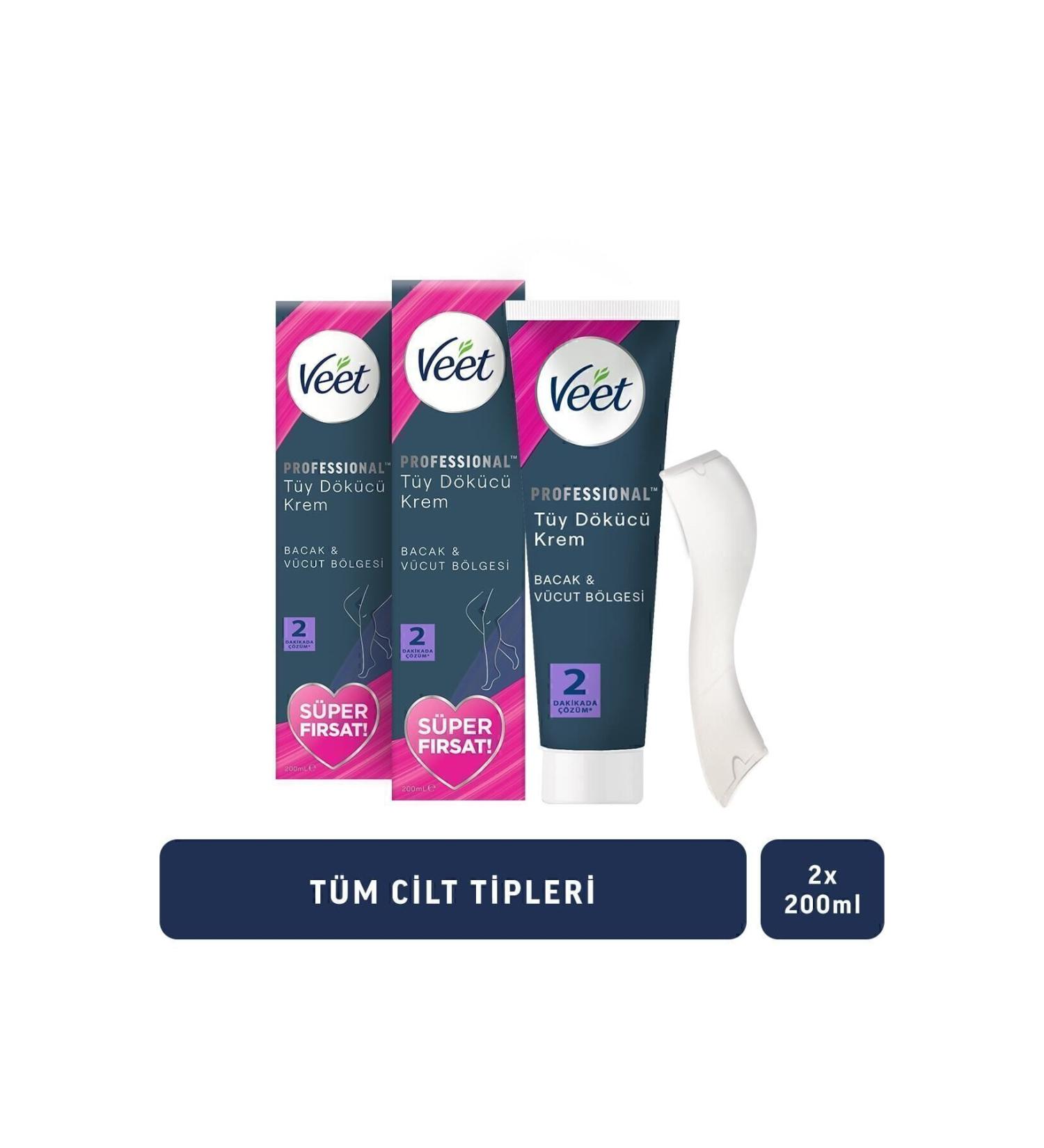 Veet Professional Hair Removal Cream Sensitive Skin Leg & Body Area Super Deal Package 200ml X 2 - Buy Online on GoSupps.com