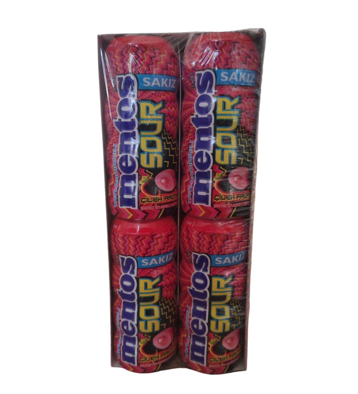 Mentos Sour Strawberry Flavored Sugar Free Sour Gum 30 Gr * 12 Pieces - Buy Online on GoSupps.com