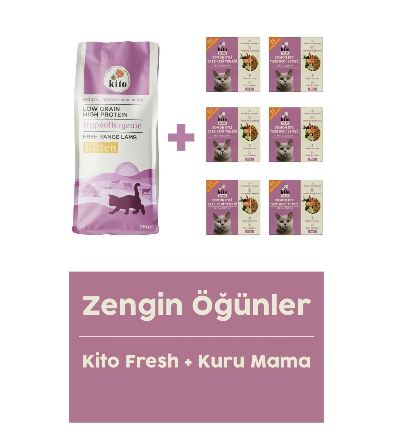 Kito Kitten Food 2 KG + Salmon Meat Kito Fresh X 6 - Buy Online on GoSupps.com