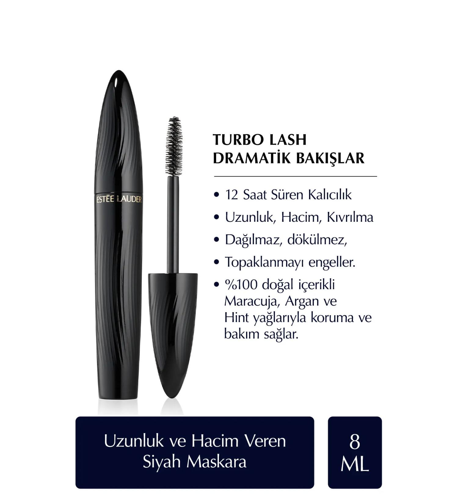 Estee Lauder Black Mascara - Turbo Lash Volume and Lengthening Mascara - 8ml - Buy Online on GoSupps.com