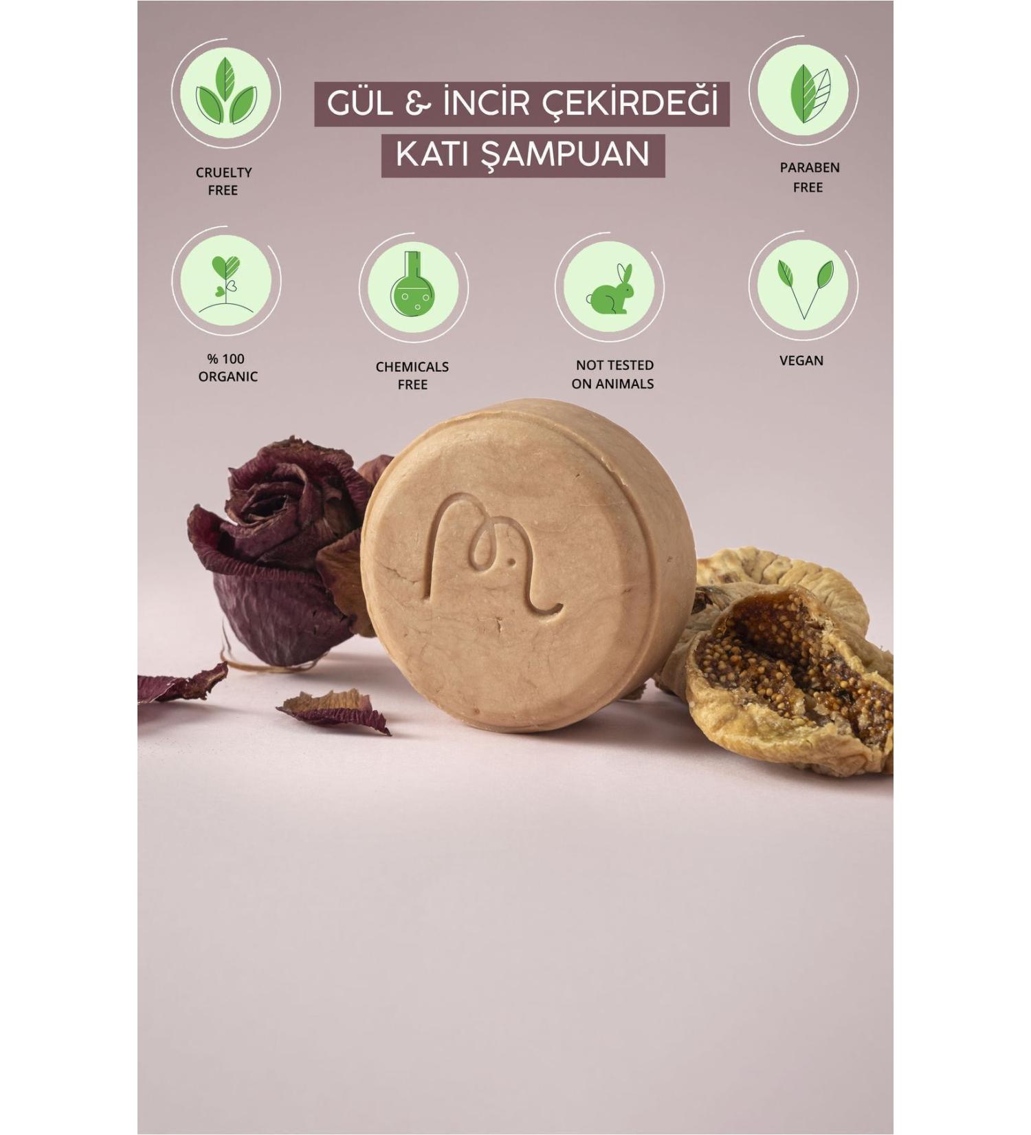 Nimba Home - Rose & Fig Seed Solid Shampoo -120 Gr Solid Shampoo 0 Natural Handmade