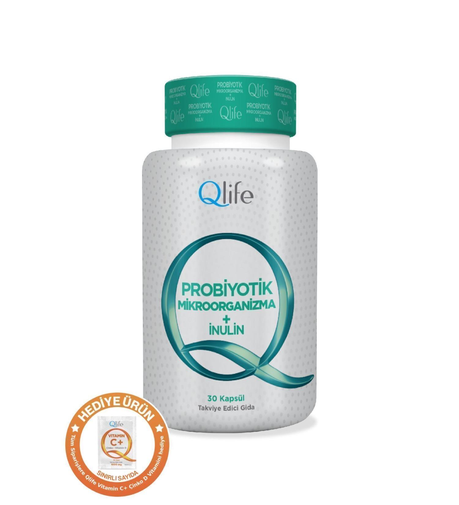Qlife Probiotic Inulin Containing Capsule Supplementary Food 30 Capsules - 7 Billion CFU Probiotic - Buy Online on GoSupps.com