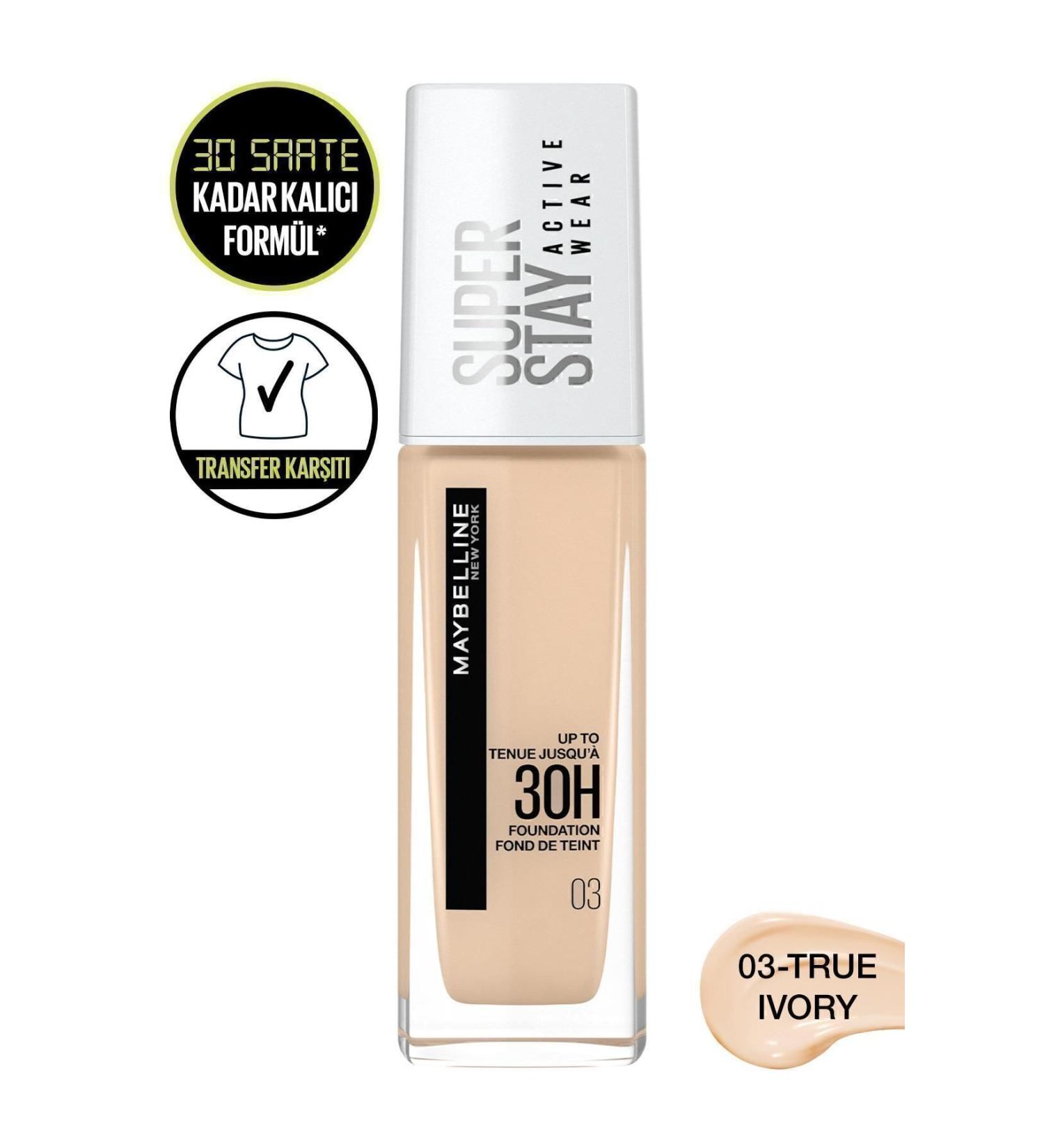 Maybelline New York Super Stay Active Wear 30h Foundation 03 True Ivory - Buy Online on GoSupps.com