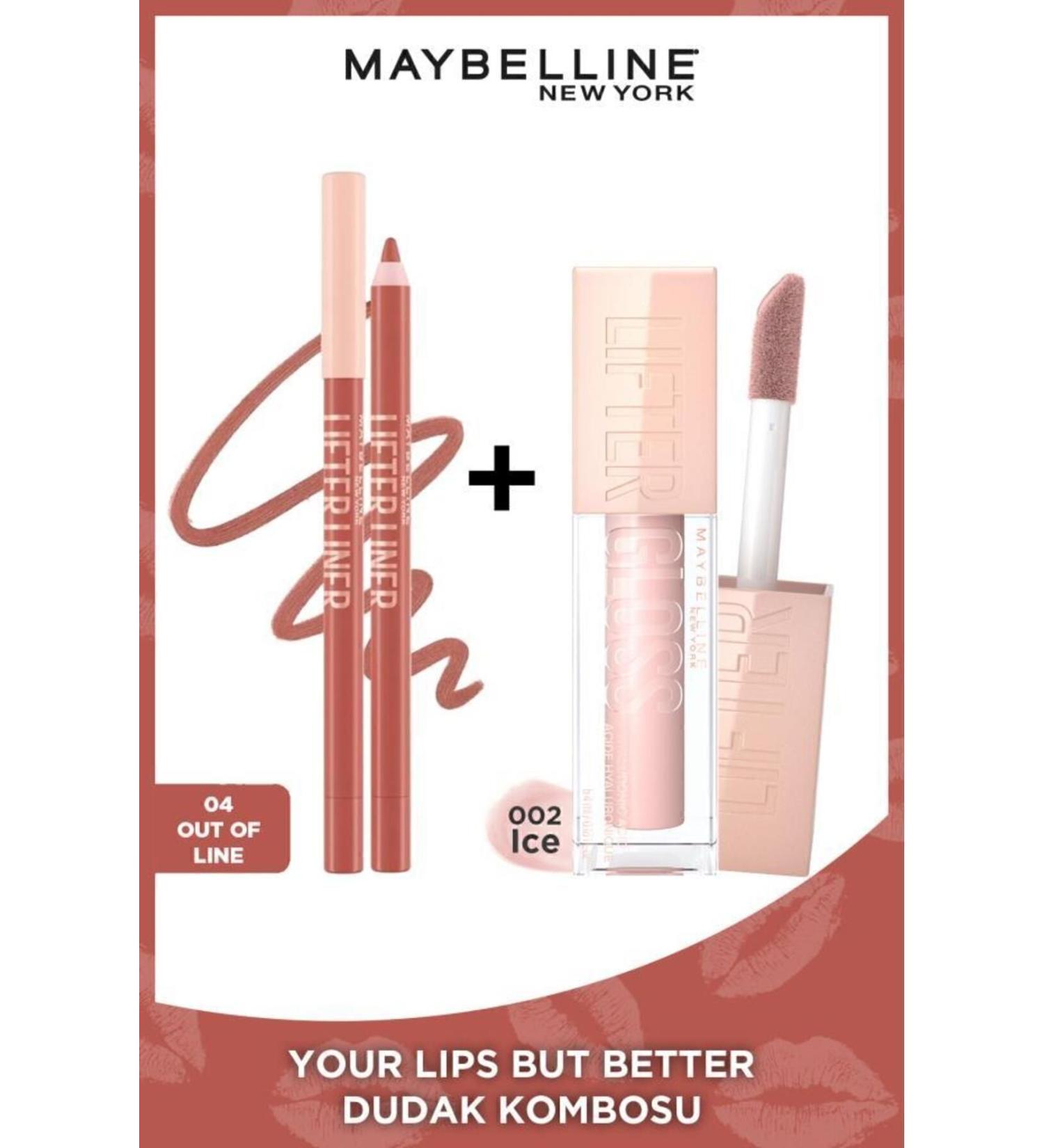 Maybelline New York Your Lips But Better Lifter Liner 04 Out of Line Lip Pencil + Lifter Gloss 02 Ice Lip Gloss - Buy Online on GoSupps.com