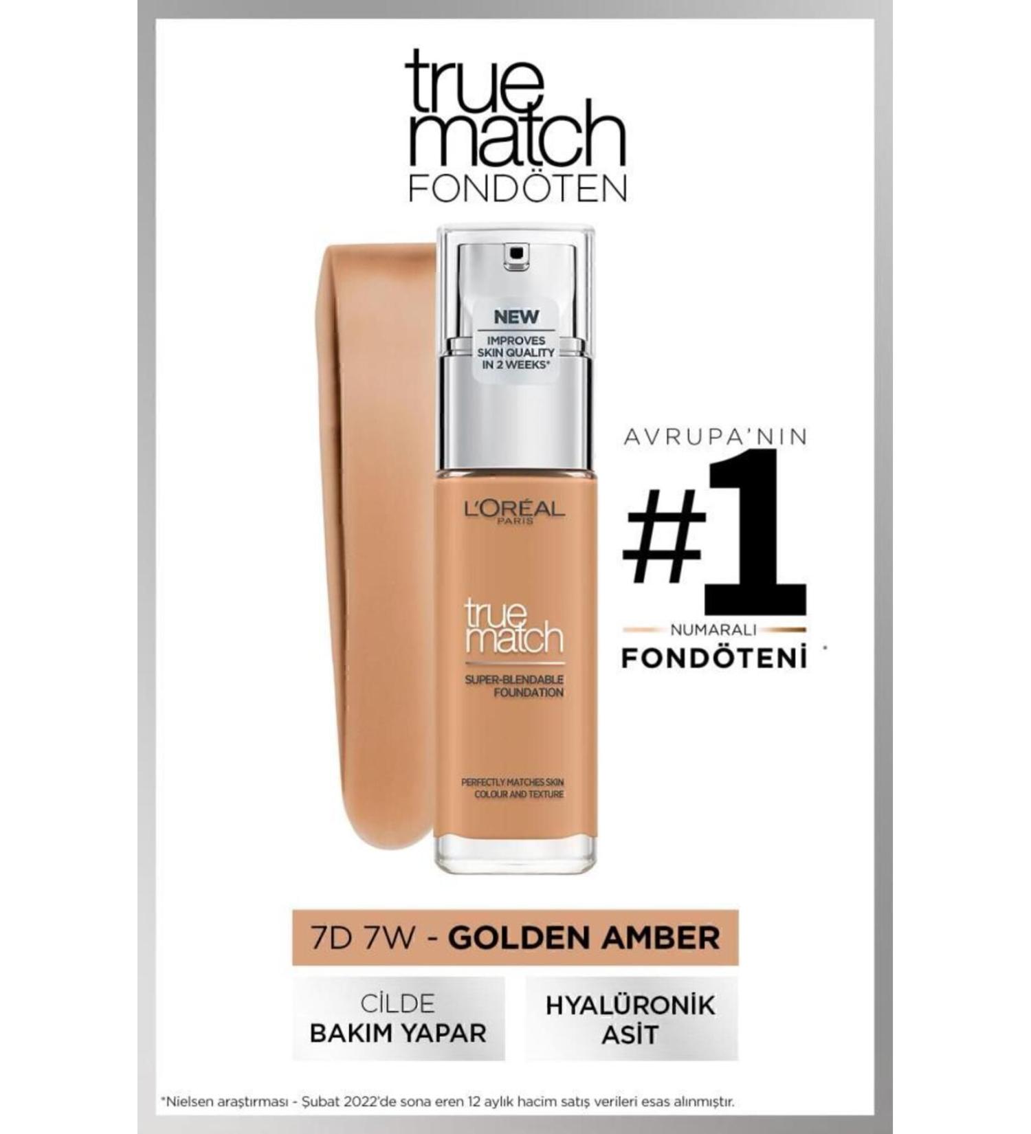 L'Oreal Paris L'or al Paris True Match Caring Foundation 7d Golden Amber - Buy Online on GoSupps.com