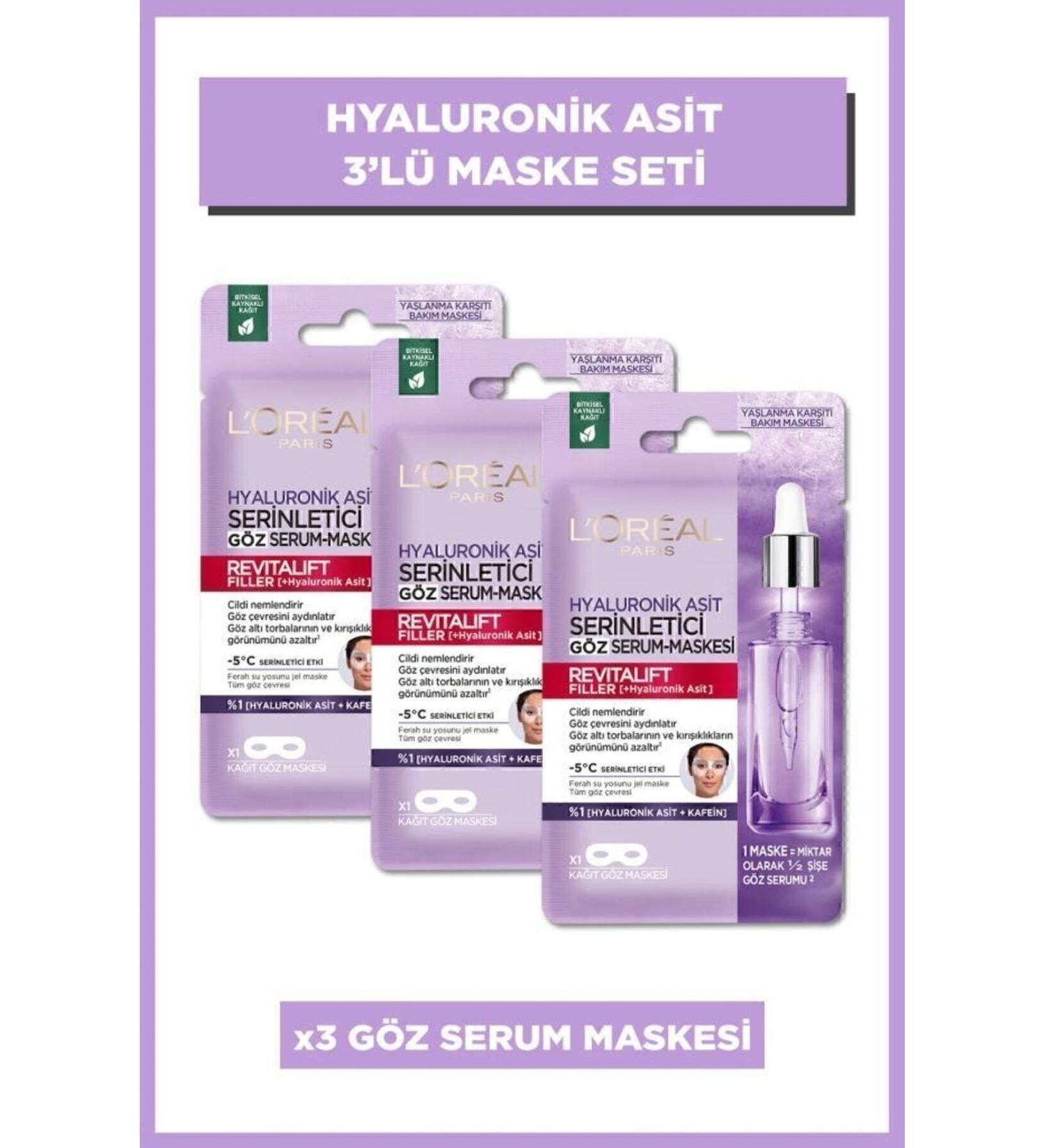 L'Oreal Paris Revitalift Filler Refreshing Eye Serum Mask Set of 3 - Buy Online on GoSupps.com