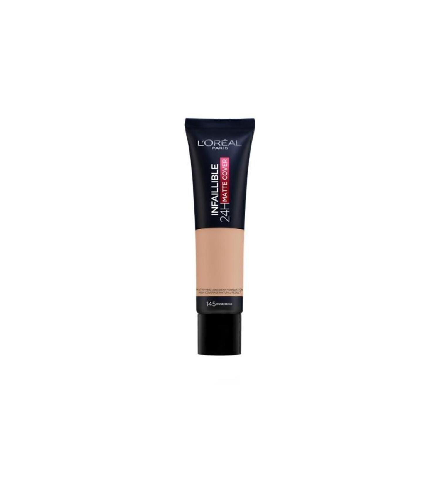 L'Oreal Paris L'or al Paris Infaillible 24h Matte Cover High Coverage Foundation - 145 Rose Beige - Buy Online on GoSupps.com