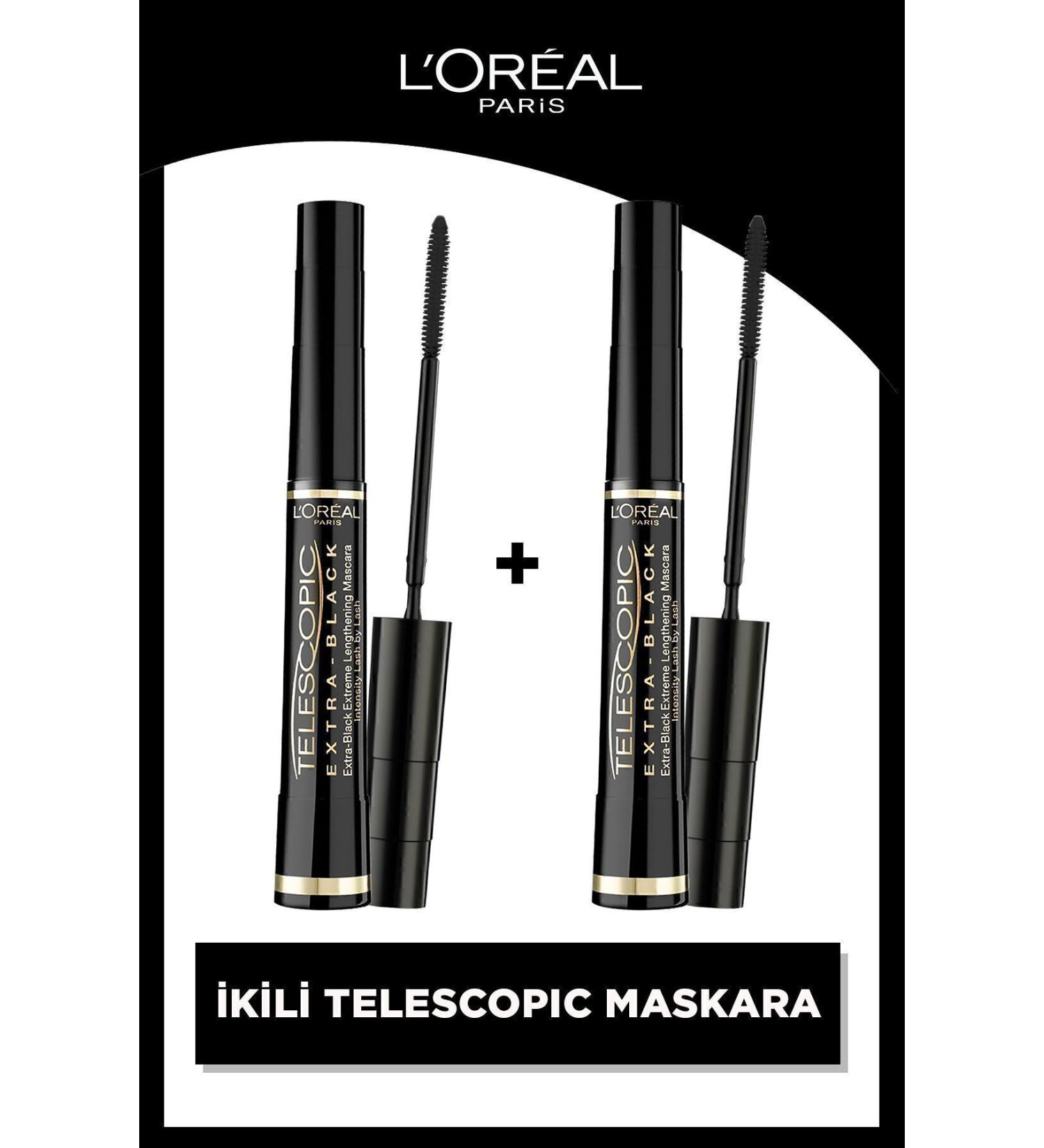 L'Oreal Paris Telescopic Carbon Black Mascara Black Set of 2 - Buy Online on GoSupps.com