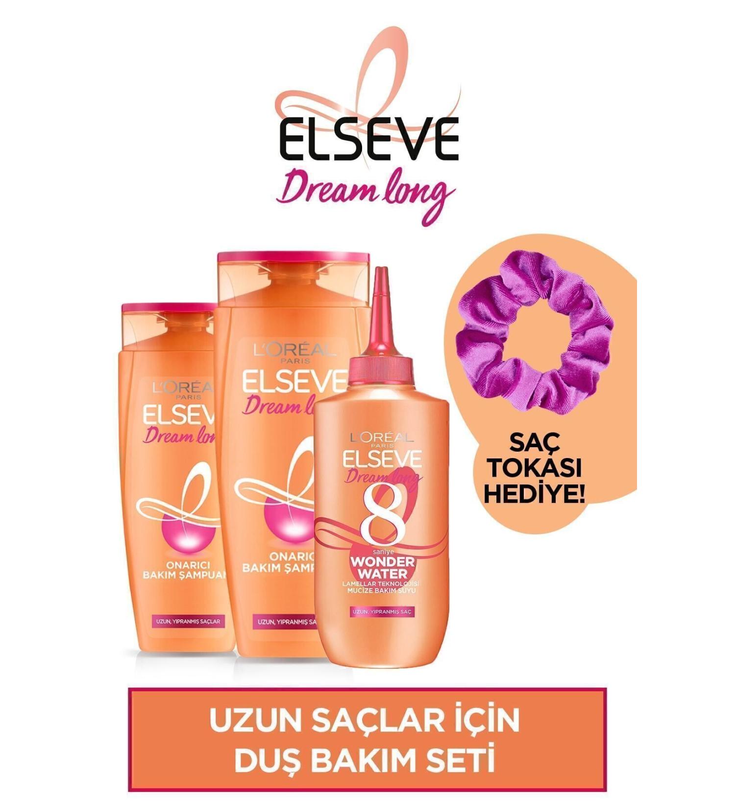 Elseve Dream Long Repair Care Shampoo 450 Ml X2 & Wonder Water Miracle Care Water 200ml & Pink Hair Clip - Buy Online on GoSupps.com