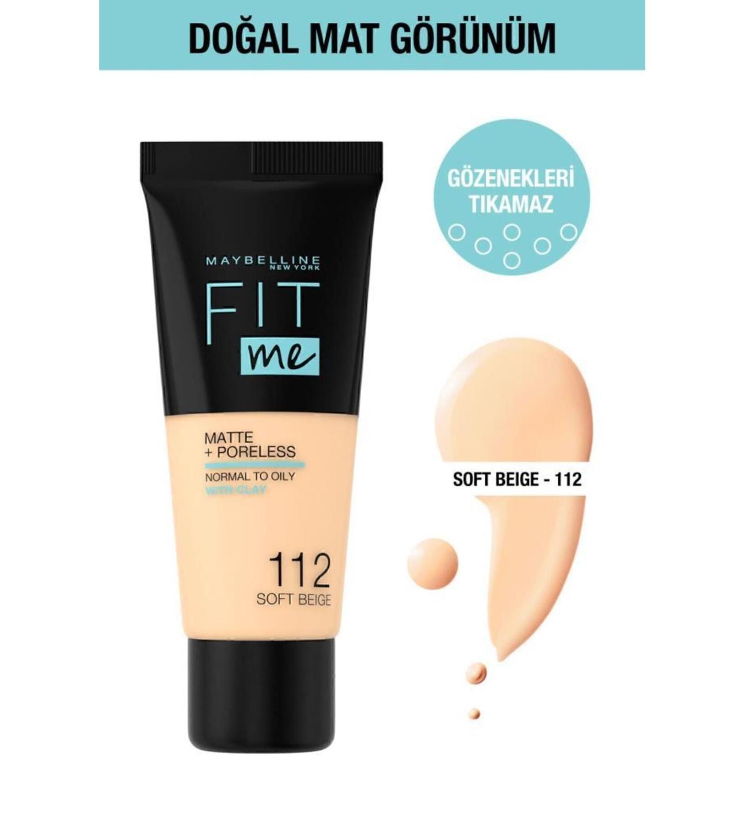 Maybelline New York Fit Me Matte Poreless Foundation - 112 Soft Beige - Buy Online on GoSupps.com