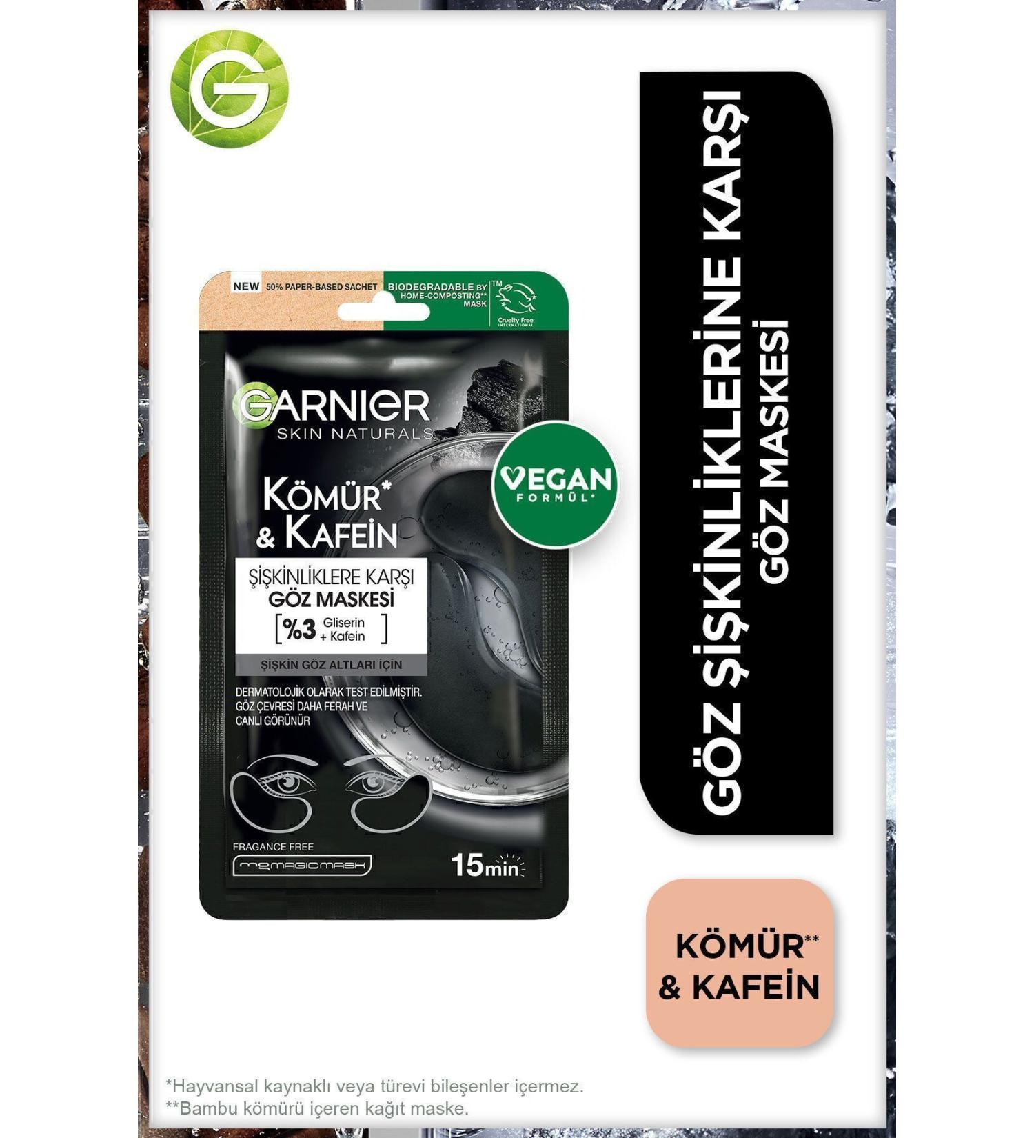 Garnier Anti-Puffiness Charcoal & Caffeine Eye Mask - Buy Online on GoSupps.com