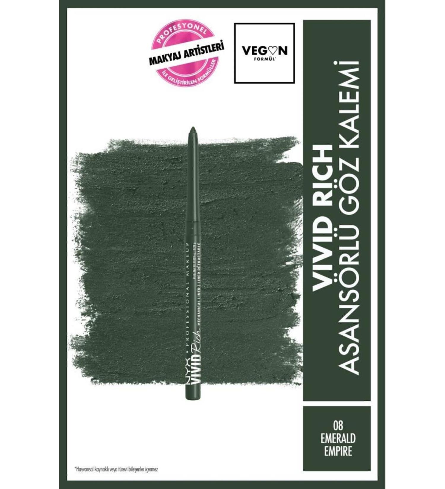 NYX Professional Makeup Vivid Rich Lift Eye Pencil - 08 Emerald Empire - Buy Online on GoSupps.com