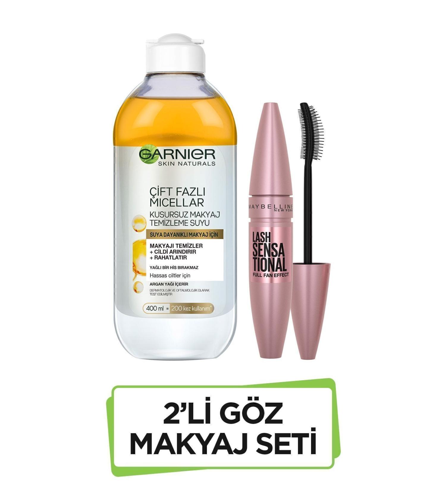 Maybelline New York Dual Phase Makeup Remover Water 400 ml Lash Sensational Black Mascara - Buy Online on GoSupps.com