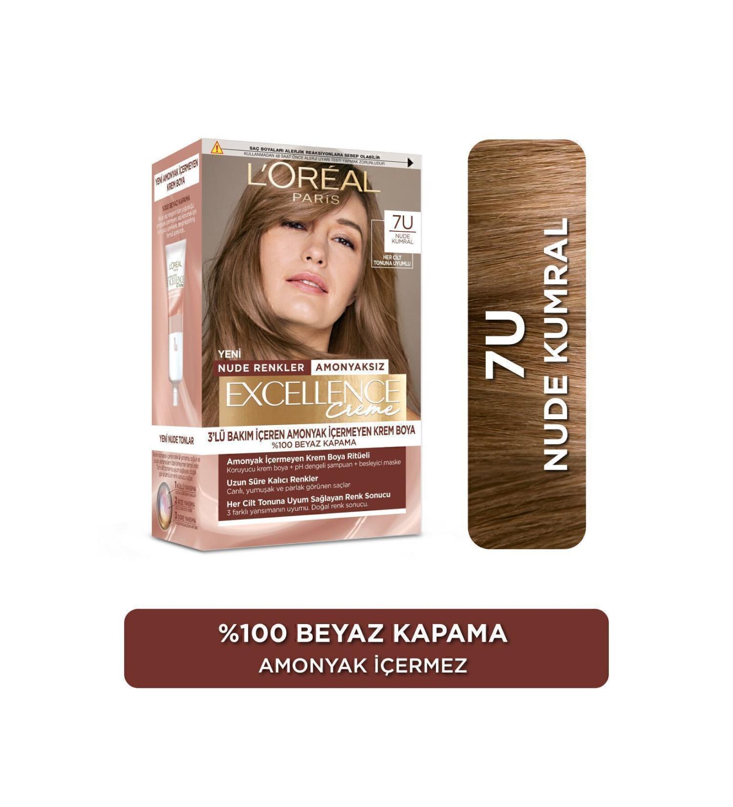 L'Oreal Paris Excellence Creme Nude Colors Hair Dye 7u Nude Blonde - Buy Online on GoSupps.com