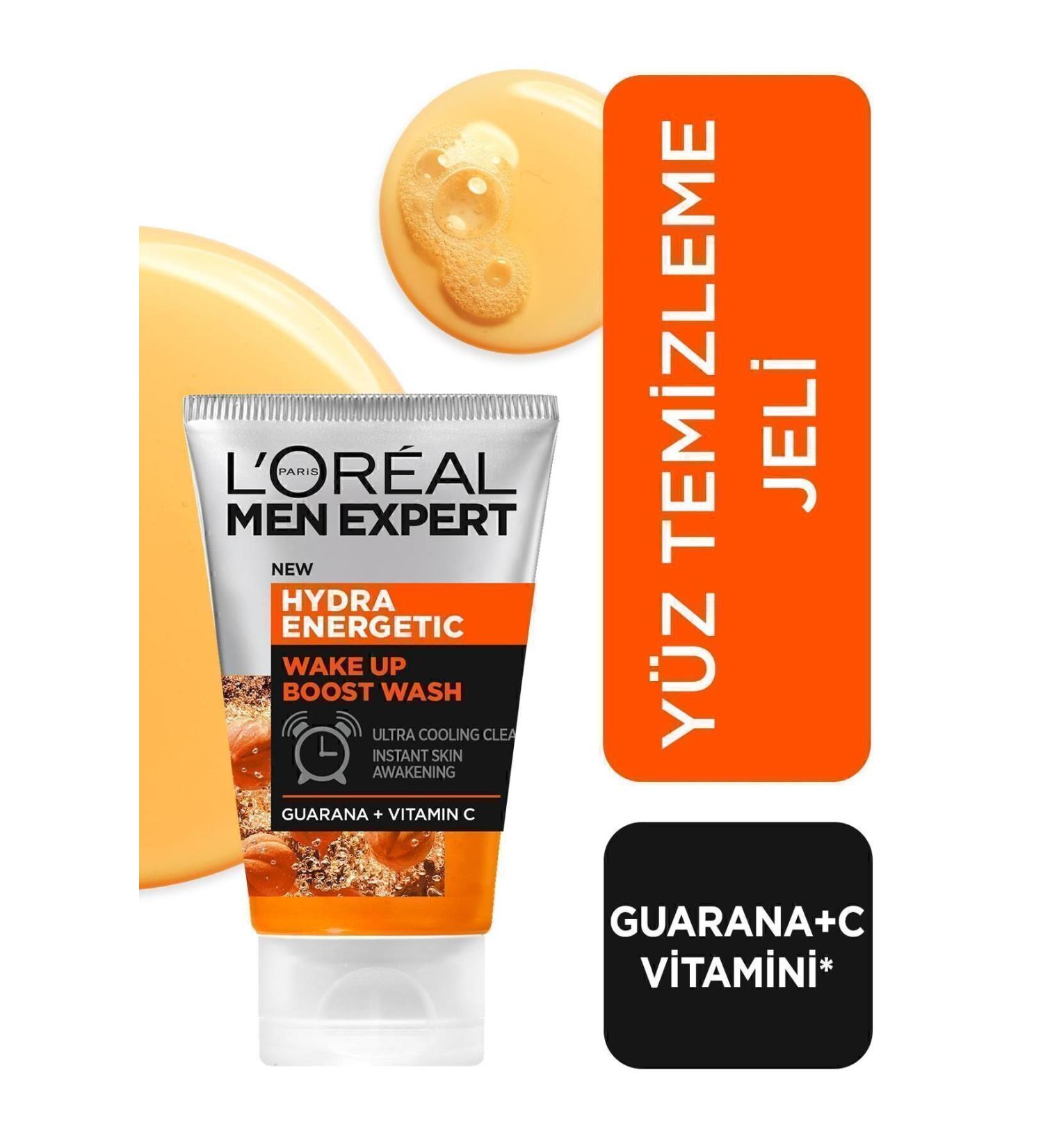 L'Oreal Paris Men Expert Hydra Energetic Wake Up Boost Face Wash Gel 100ml - Buy Online on GoSupps.com