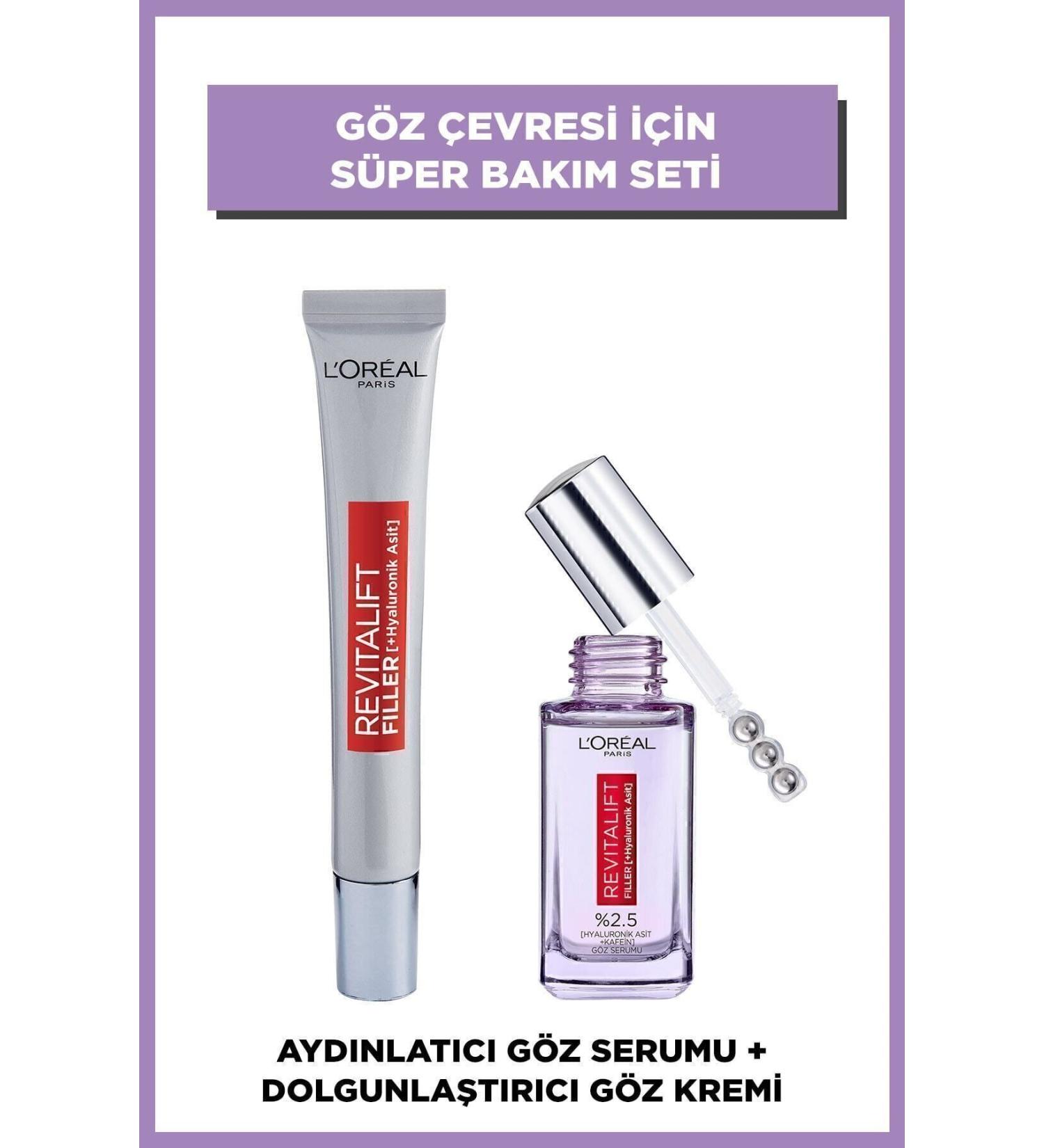 L'Oreal Paris Revitalift Filler Plumping Anti-Aging Eye Cream & Brightening Eye Serum - Buy Online on GoSupps.com