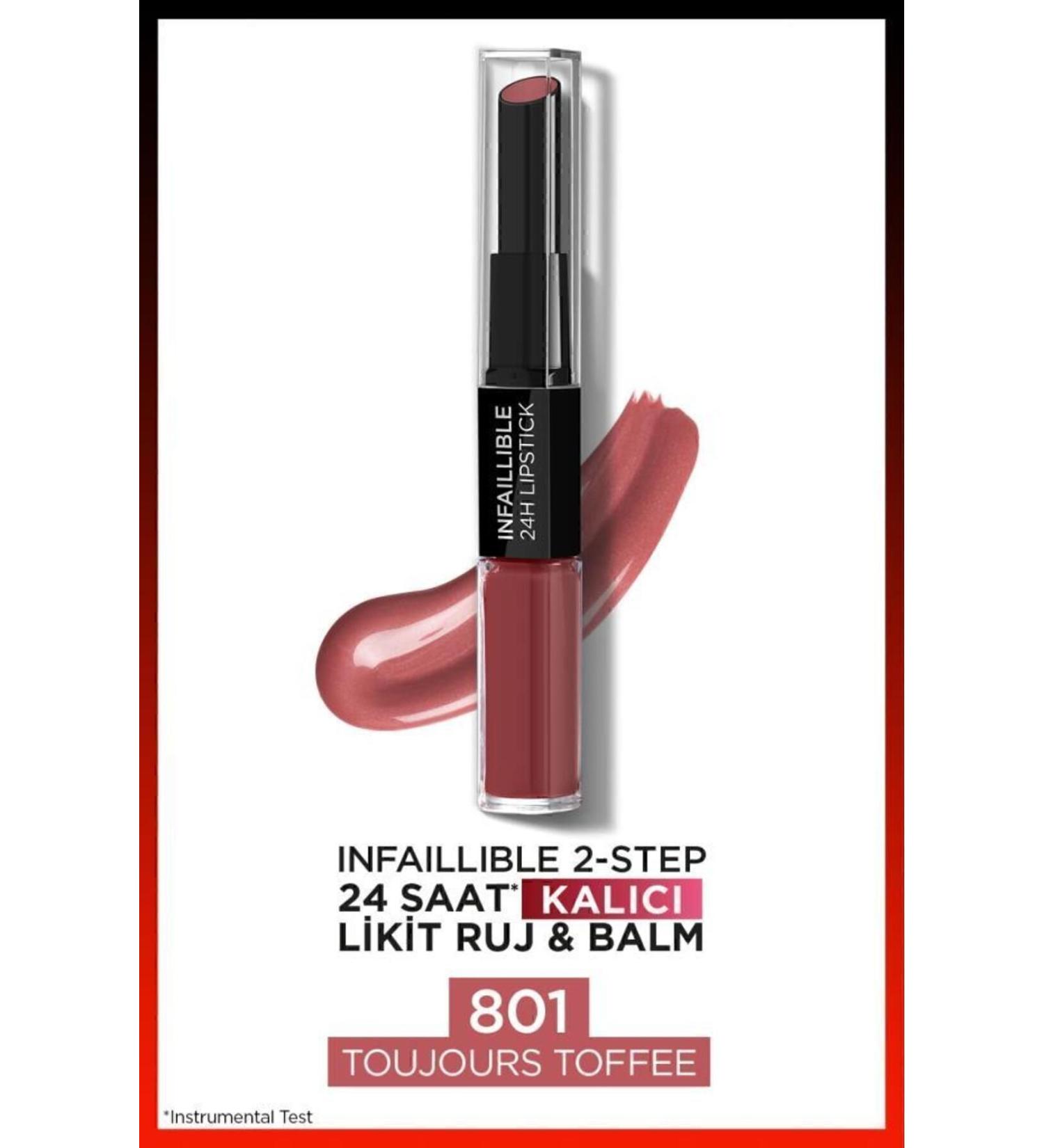 L'Oreal Paris L'or al Paris Infaillible 2-step 24 Hour Liquid Lipstick & Balm - 801 Toujours Toffee - Buy Online on GoSupps.com