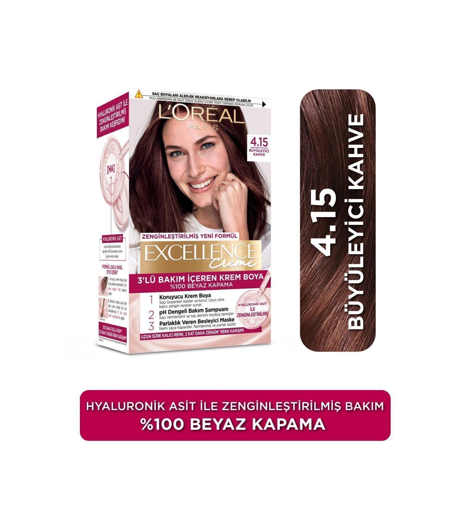 L'Oreal Paris Excellence Creme Hair Dye 4.15 Fascinating Brown - Buy Online on GoSupps.com