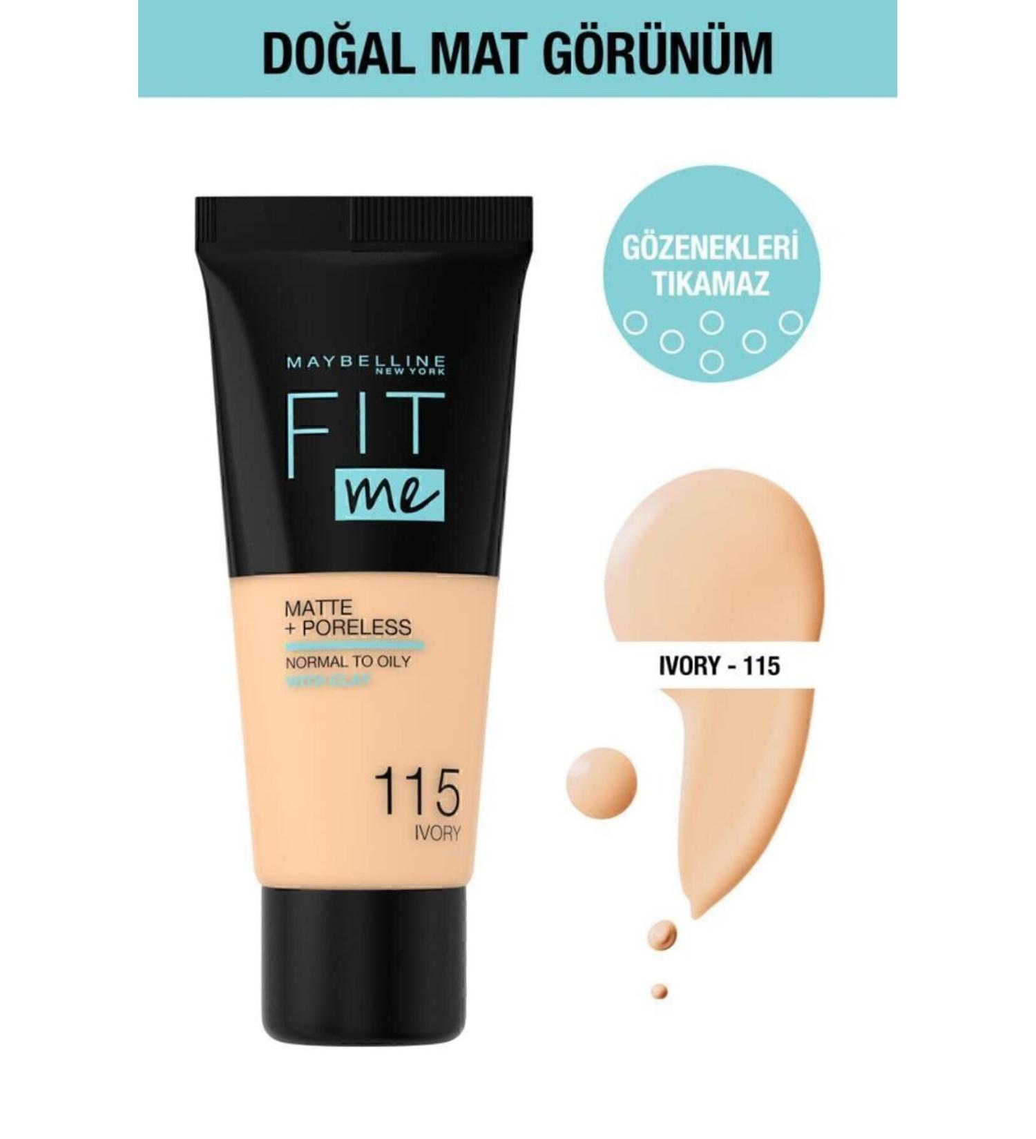 Maybelline New York Fit Me Matte Poreless Foundation - 115 Ivory - Buy Online on GoSupps.com