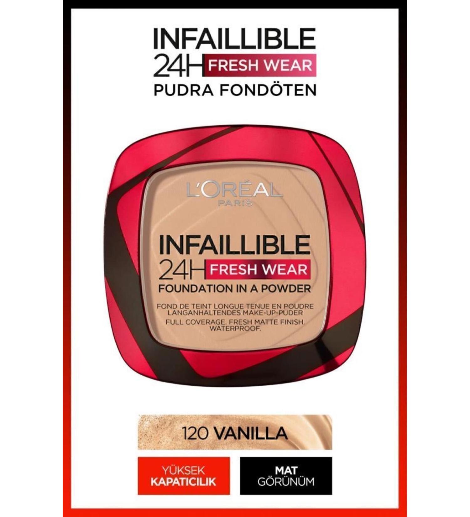 L'Oreal Paris Infaillible 24h Fresh Wear Powder Foundation 120 Vanilla - Buy Online on GoSupps.com