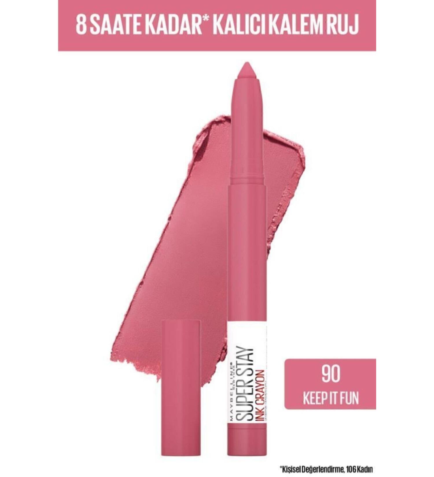 Maybelline New York Super Stay Ink Crayon Pencil Matte Lipstick Pinks Edition 90 Keep It Fun - Buy Online on GoSupps.com